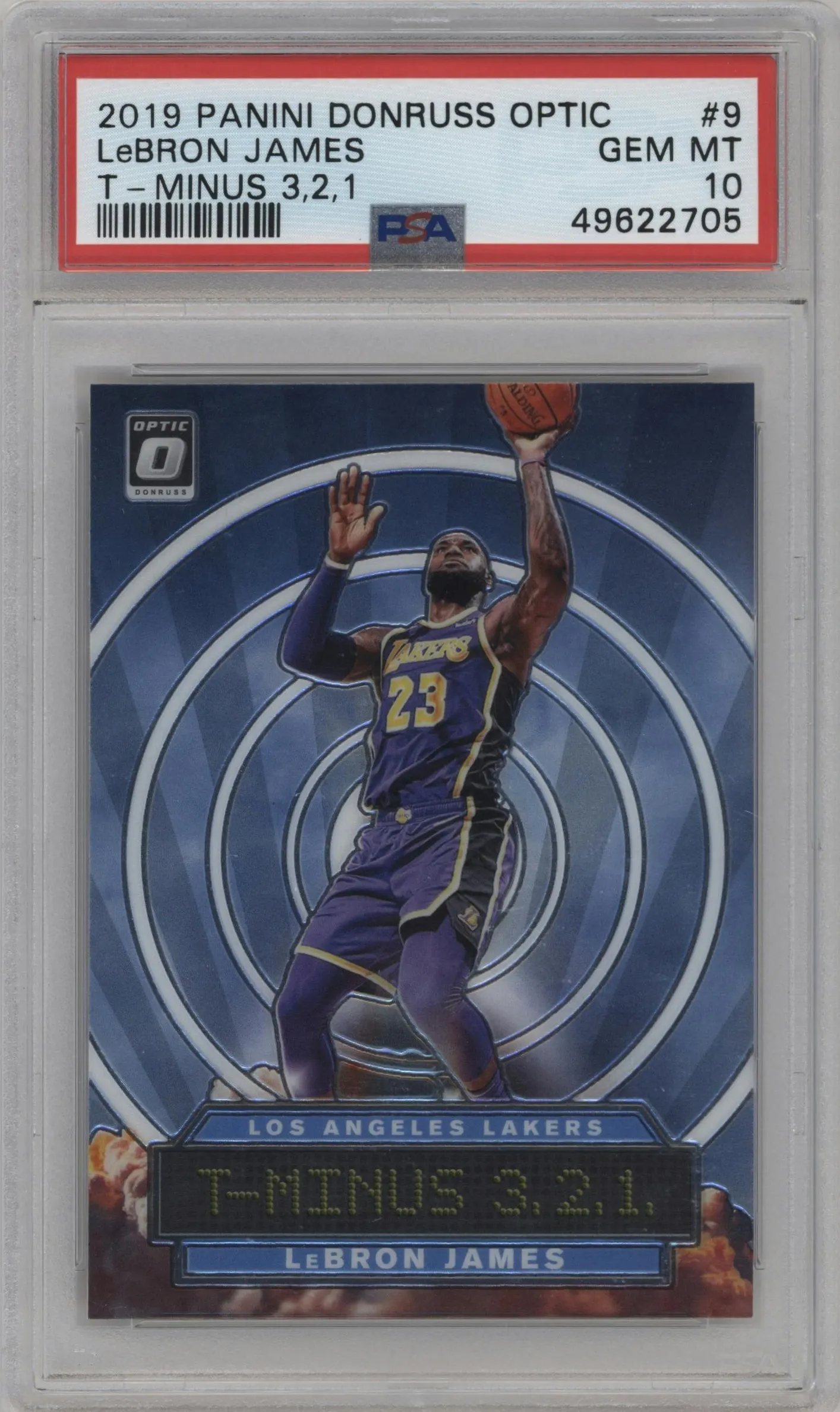 2019 Panini Donruss Optic T-Minus 3, 2, 1 LeBron James #9 PSA 10