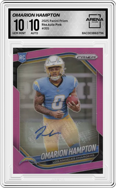 2025 Panini Prizm Rke.Auto Omarion Hampton Pink Prizm #355 ARENA CLUB 10