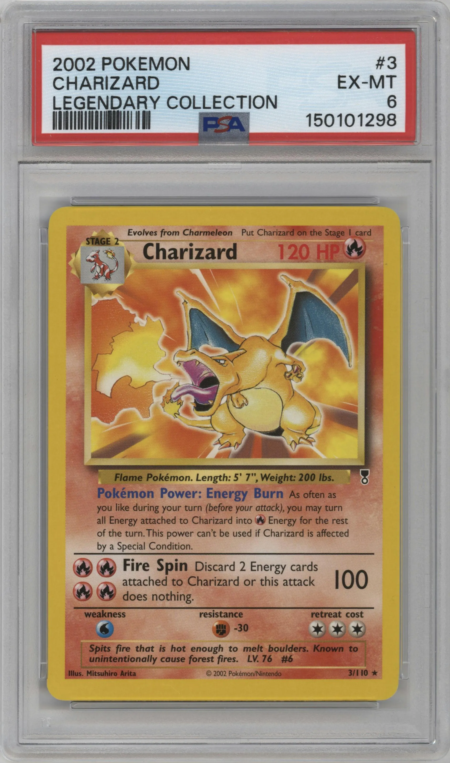 2002 Pokemon Legendary Collection Charizard PSA 6