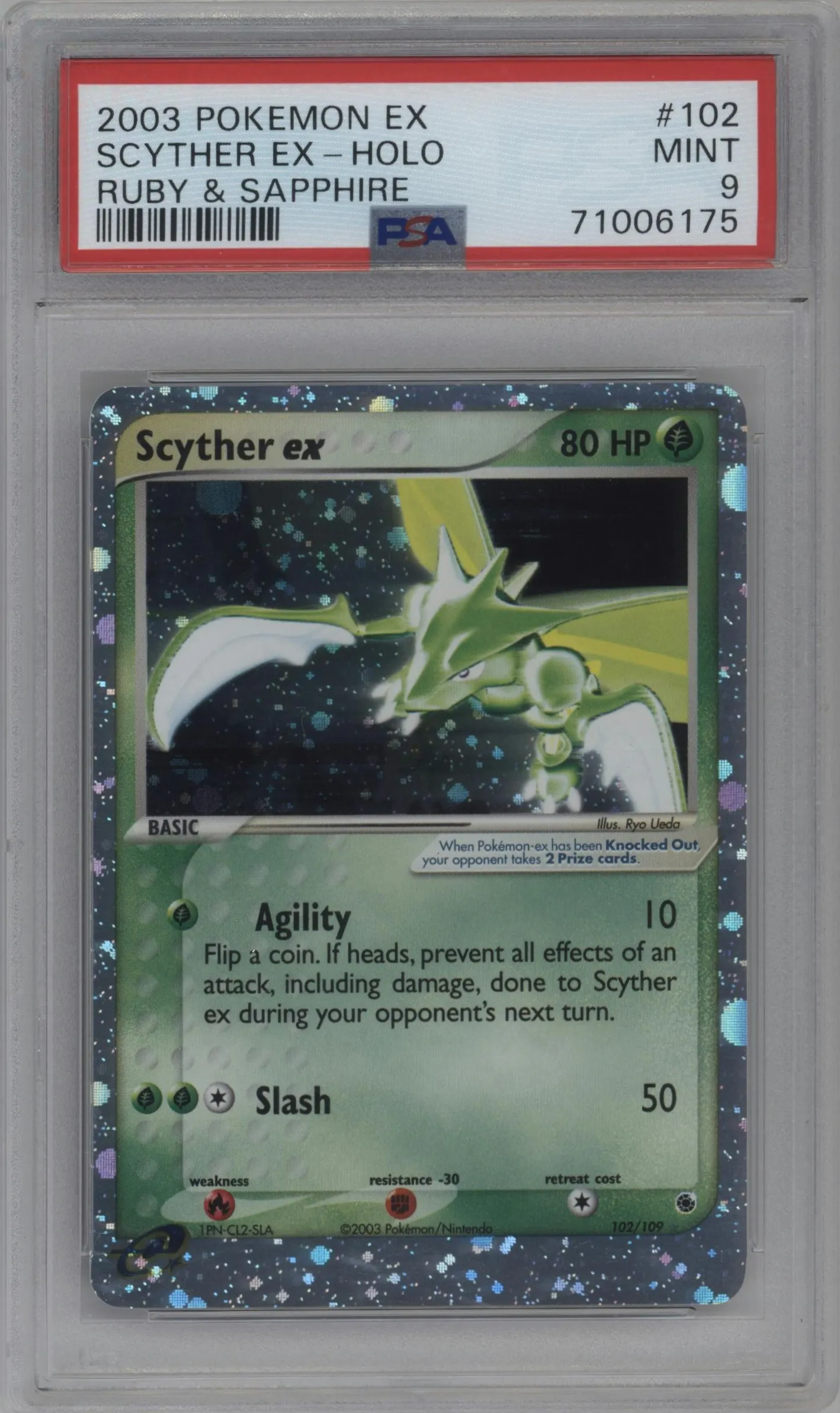 2003 Pokemon EX Ruby & Sapphire Scyther ex #102 PSA 9