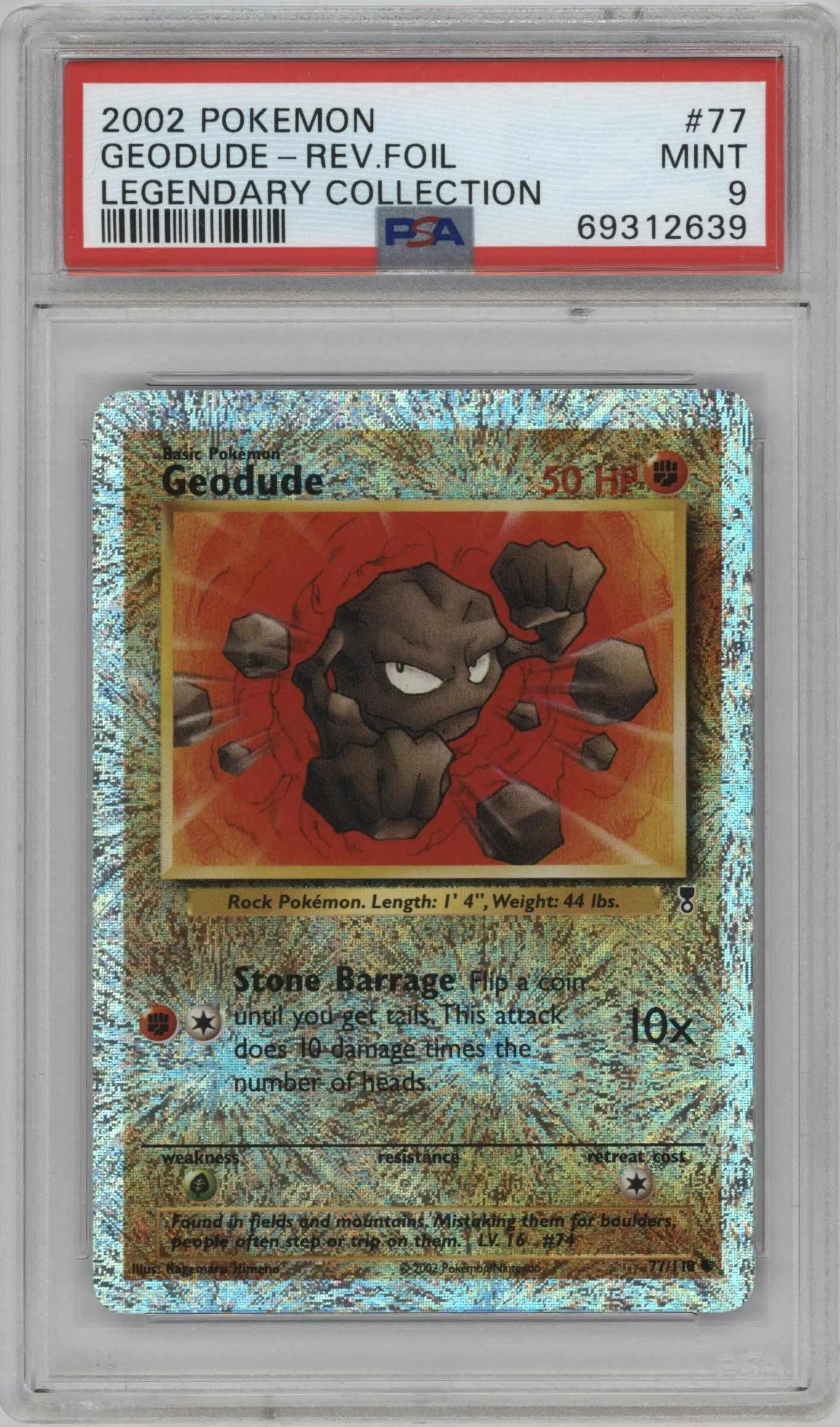 2002 Pokemon Legendary Collection Geodude #77 PSA 9