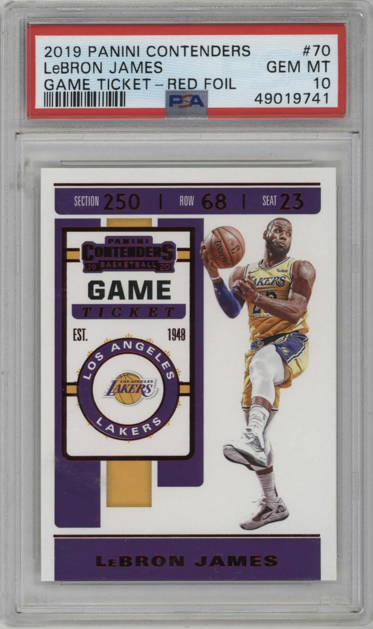 2019 Panini Contenders LeBron James Game Ticket Red #70 PSA 10