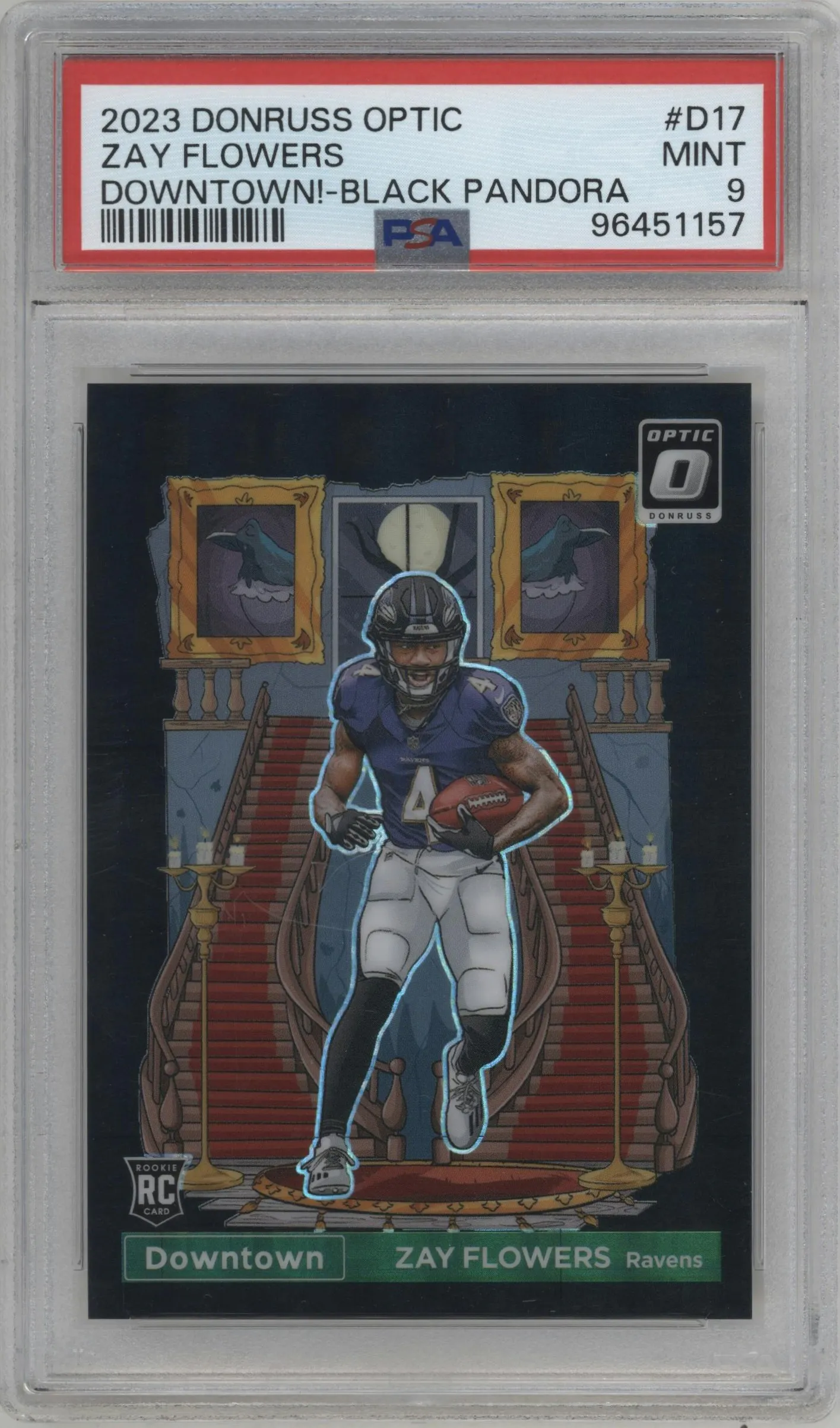 2023 Donruss Optic Downtown Zay Flowers Black Pandora #D-17 PSA 9