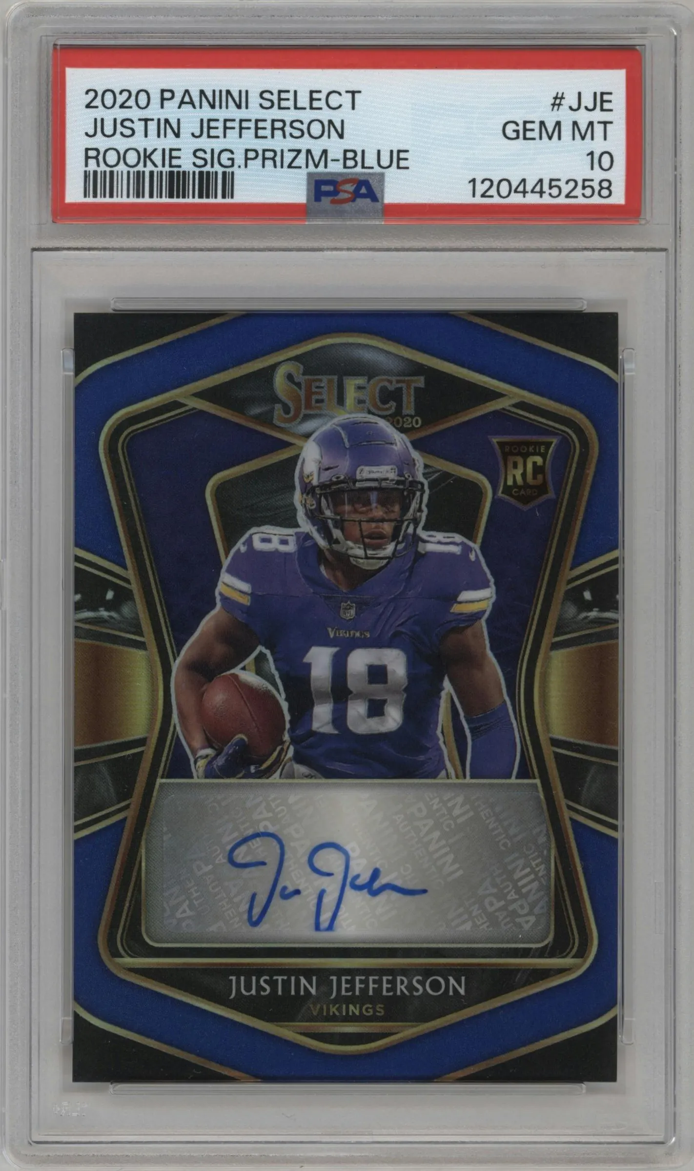 2020 Panini Select Rke.Sig. Justin Jefferson Blue Prizm #RS-JJE PSA 10