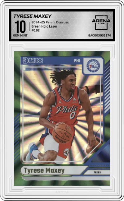 2024 Panini Donruss Tyrese Maxey Green Holo Laser ARENA CLUB 10