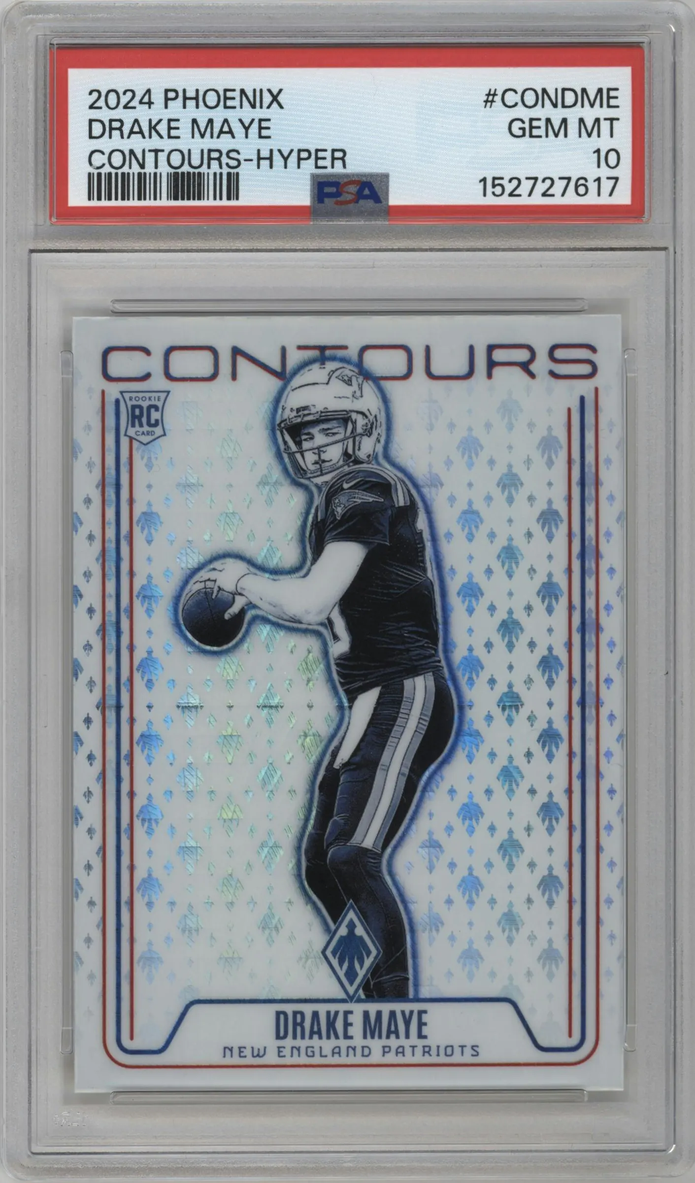 2024 Panini Phoenix Contours Drake Maye Hyper #CON-DME PSA 10