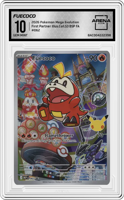 2026 Pokemon Mega Evolution Fuecoco First Partner Illustration Collection Series 3 #062 ARENA CLUB 10