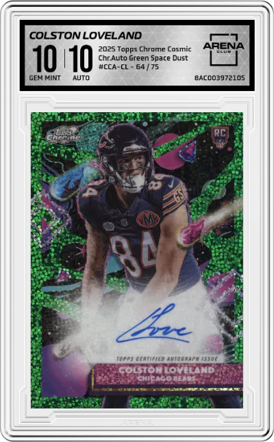 2025 Topps Chrome Cosmic Chr.Auto Colston Loveland Green Space Dust #CCA-CL ARENA CLUB 10