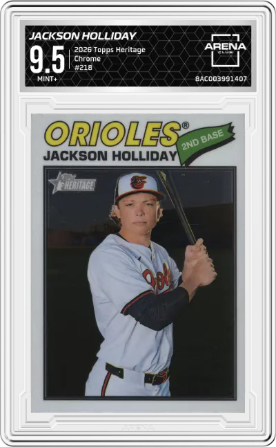 2026 Topps Heritage Jackson Holliday Chrome ARENA CLUB 9.5