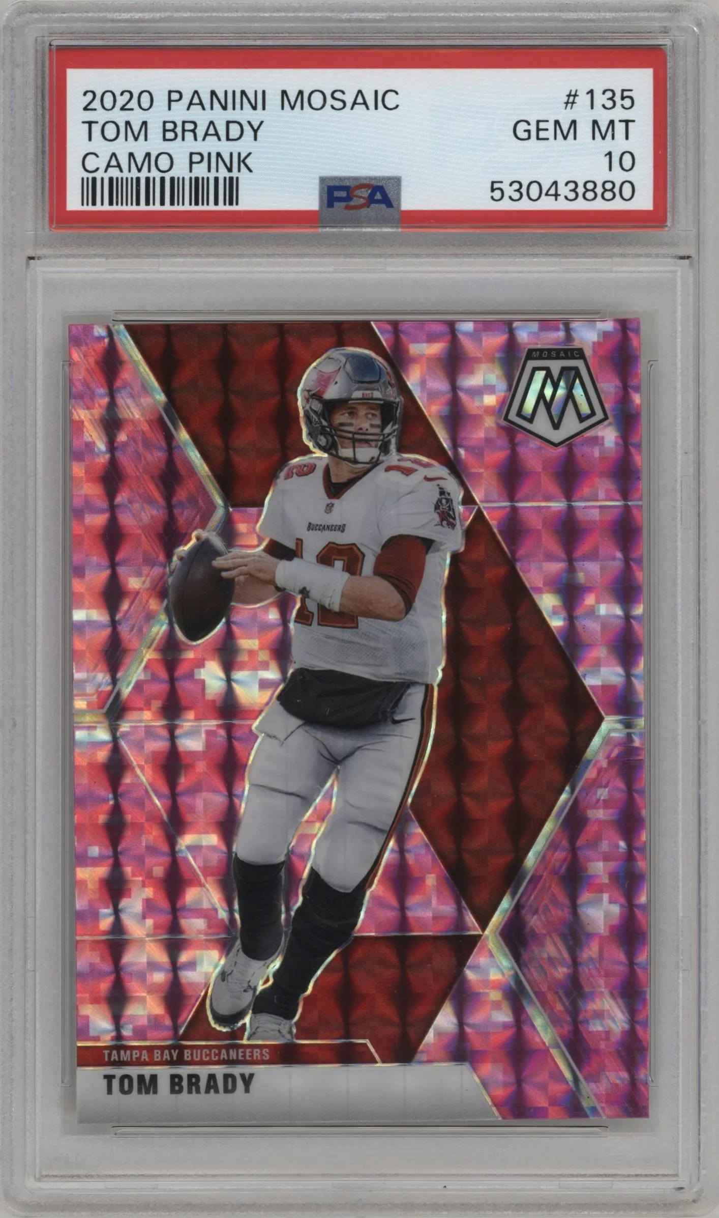 2020 Panini Mosaic Tom Brady Pink Camo #135 PSA 10