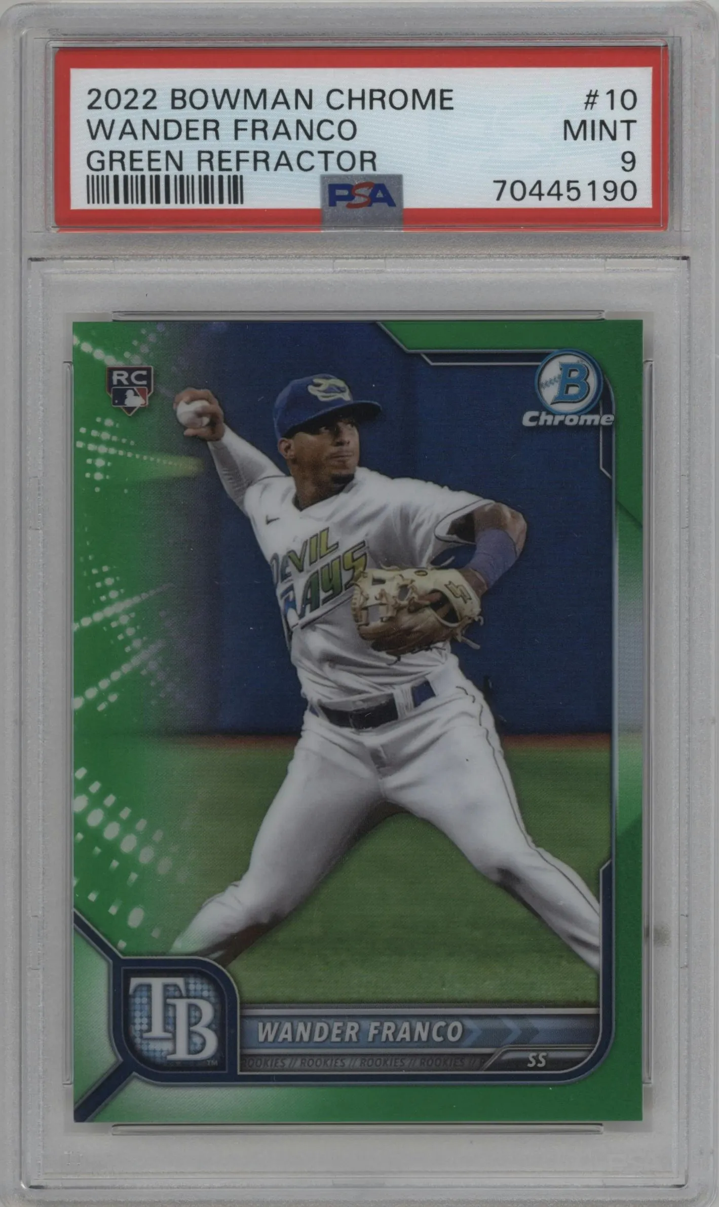 2022 Bowman Chrome Wander Franco Green Refractor PSA 9