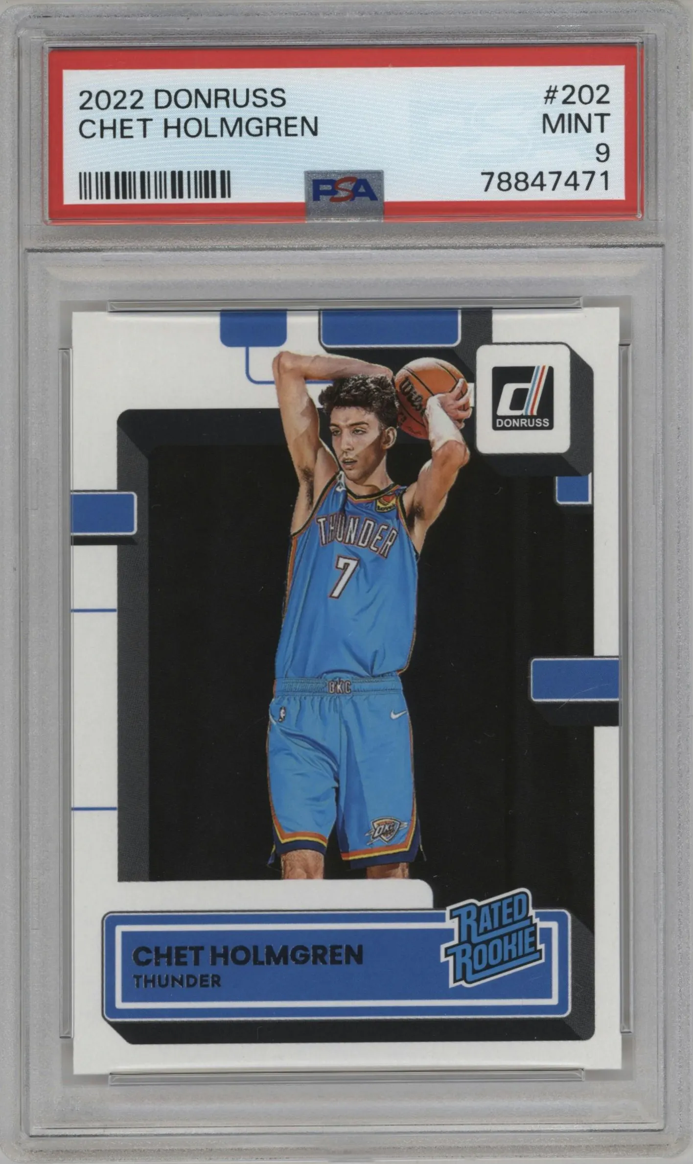 2022 Panini Donruss Rated Rookie Chet Holmgren #202 PSA 9