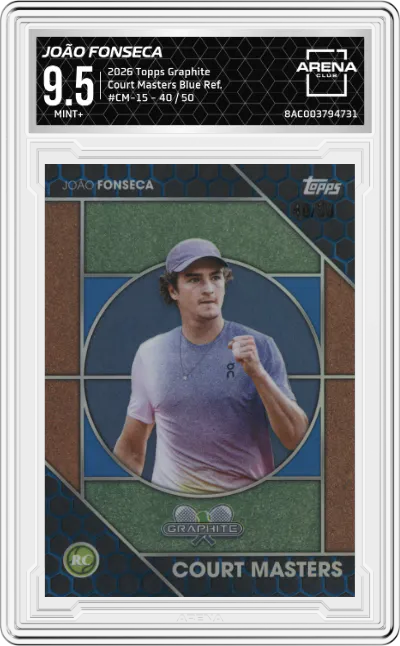 2026 Topps Graphite Court Masters João Fonseca Blue Refractor ARENA CLUB 9.5