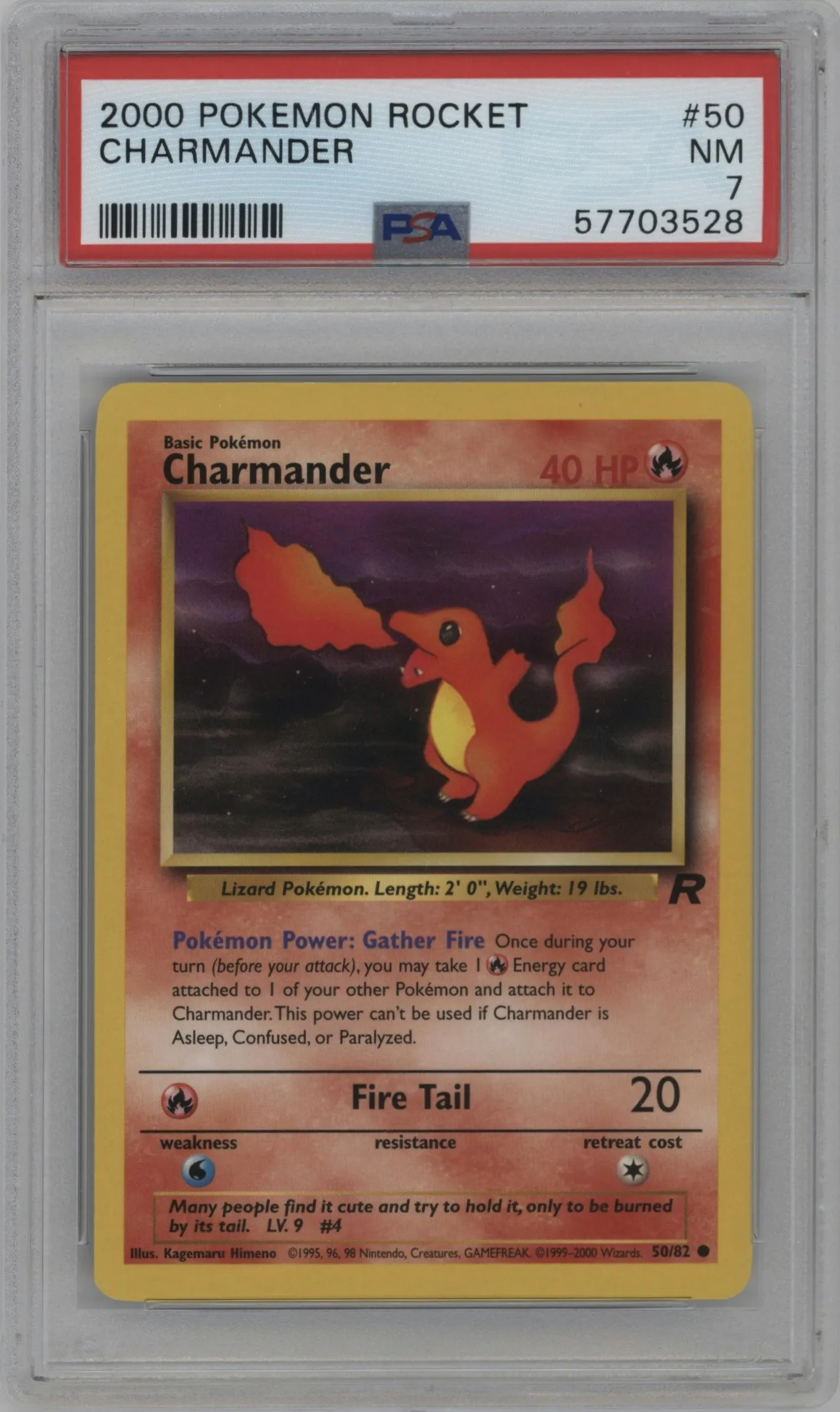 2000 Pokemon Team Rocket Charmander PSA NEAR MINT 7 #50 PSA 7