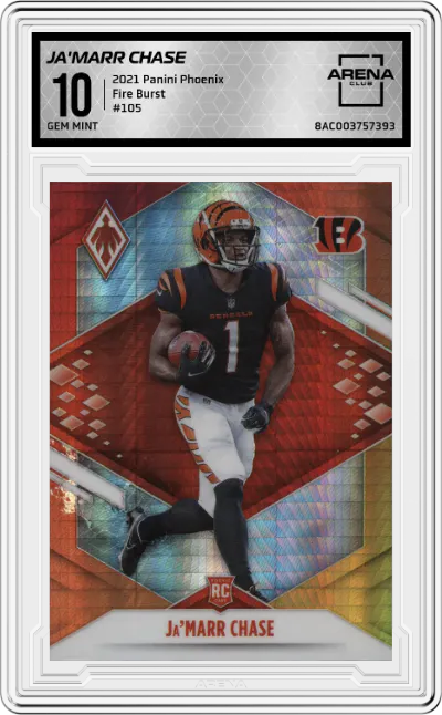 2021 Panini Phoenix Ja'Marr Chase Fire Burst #105 ARENA CLUB 10