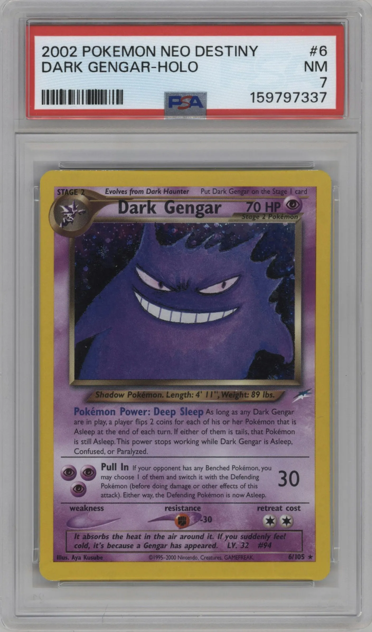 2002 Pokemon Neo Genesis Neo Destiny Dark Gengar #6 PSA 7