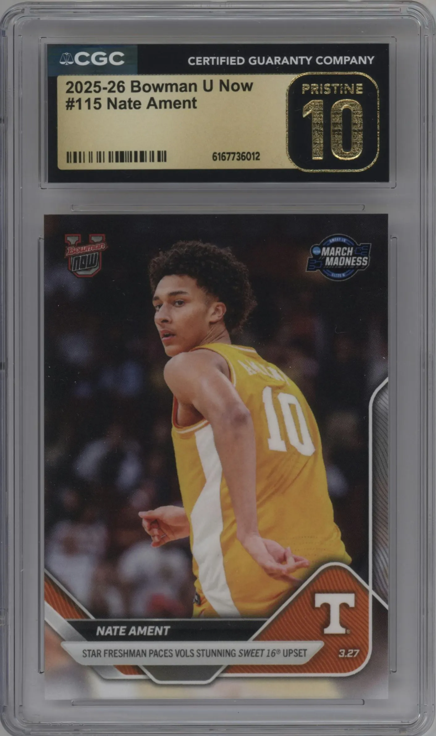 2025 Bowman U Now Nate Ament #115 CGC 10