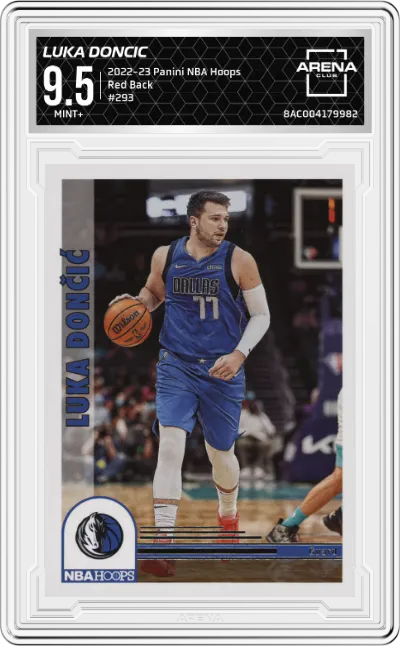 2022 Panini NBA Hoops Luka Doncic Red Back #293 ARENA CLUB 9.5