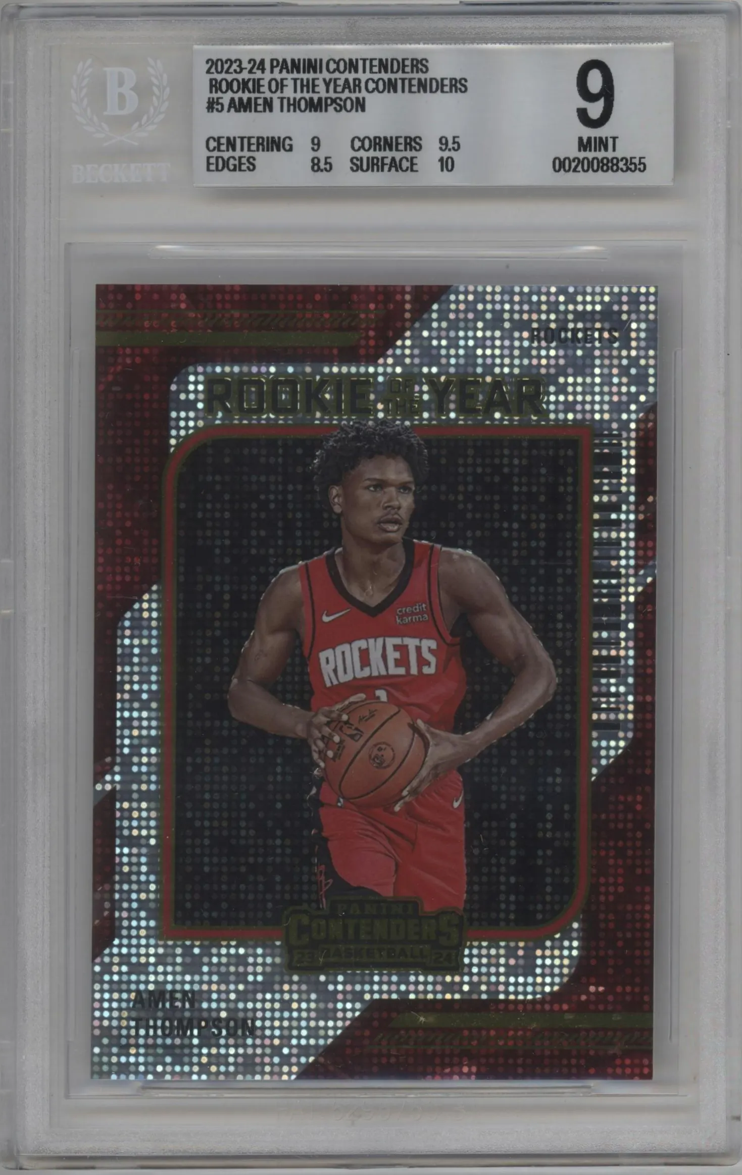 2023 Panini Contenders ROTY Contenders Amen Thompson #5 BGS 9