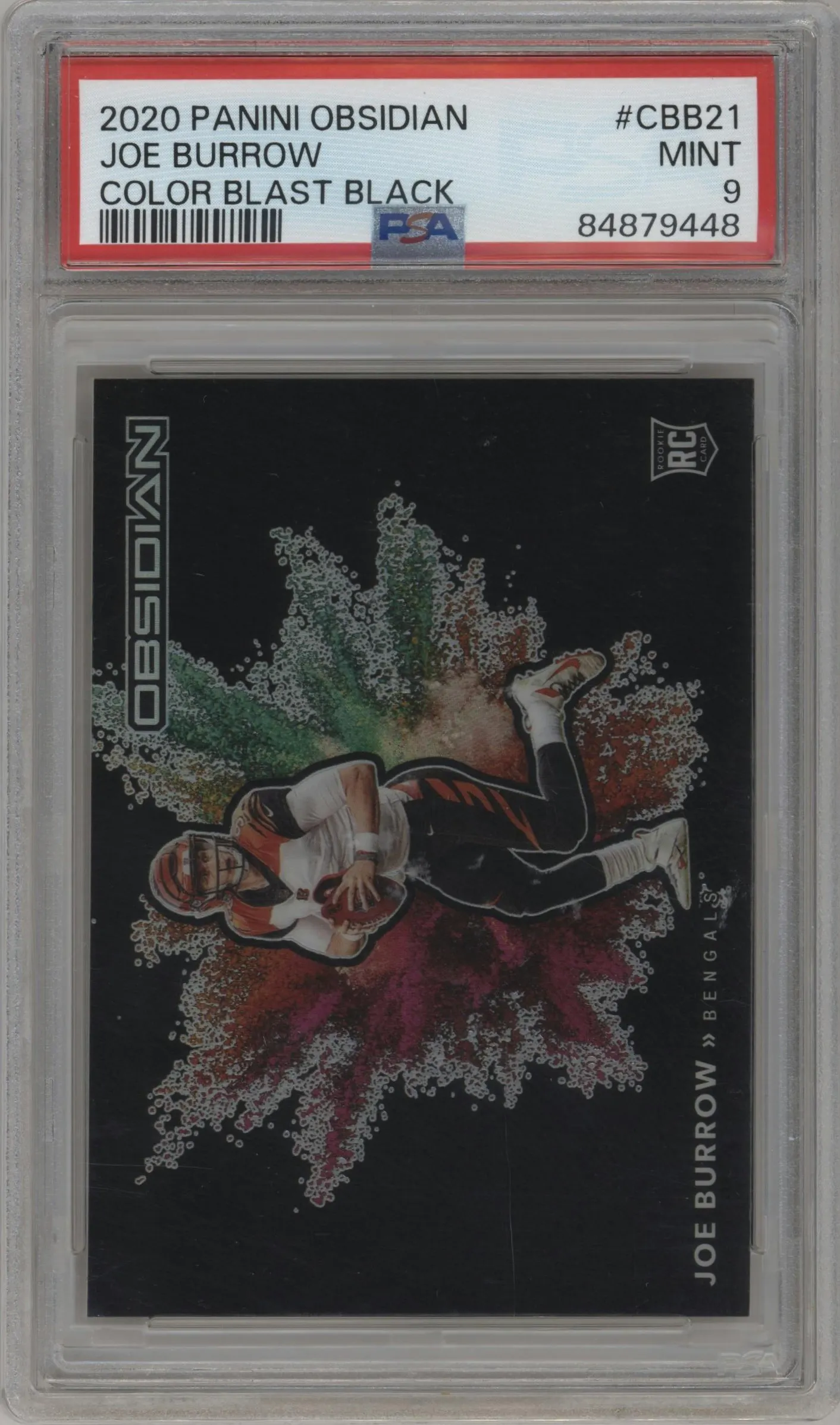 2020 Panini Obsidian Color Blast Black Joe Burrow #CBB21 PSA 9