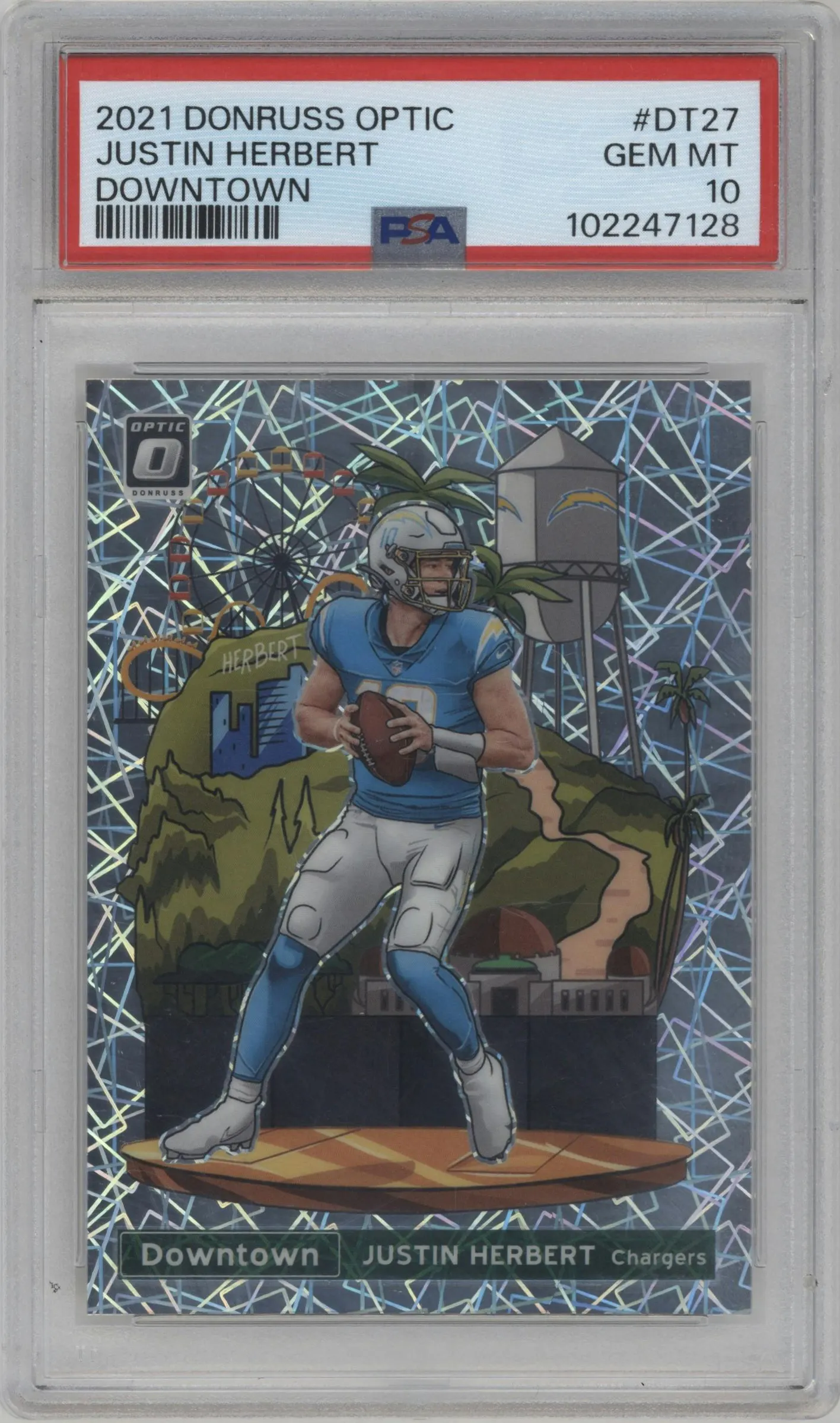 2021 Panini Donruss Optic Downtown Justin Herbert #DT-27 PSA 10