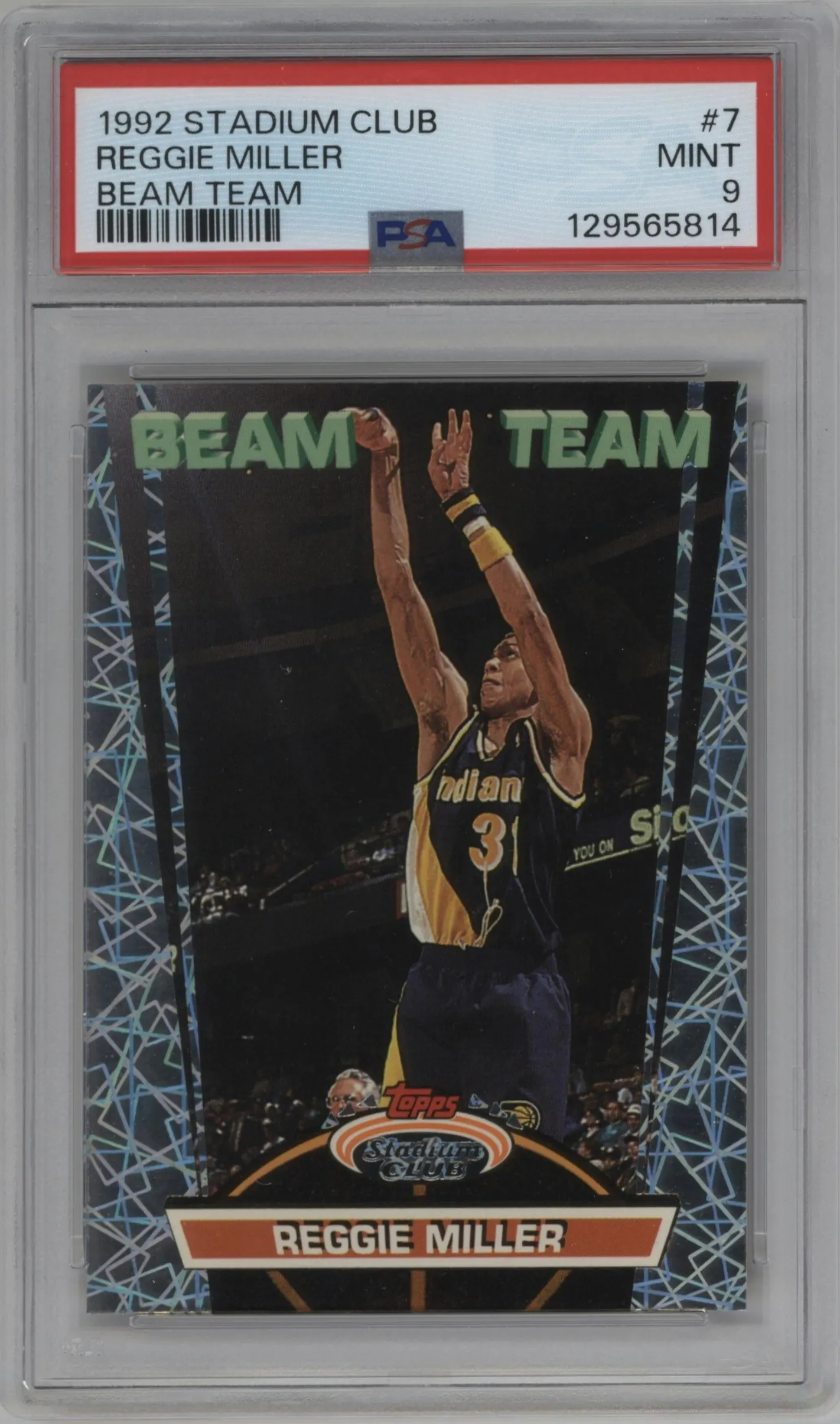 1992 Topps Stadium Club Beam Team Reggie Miller #7 PSA 9