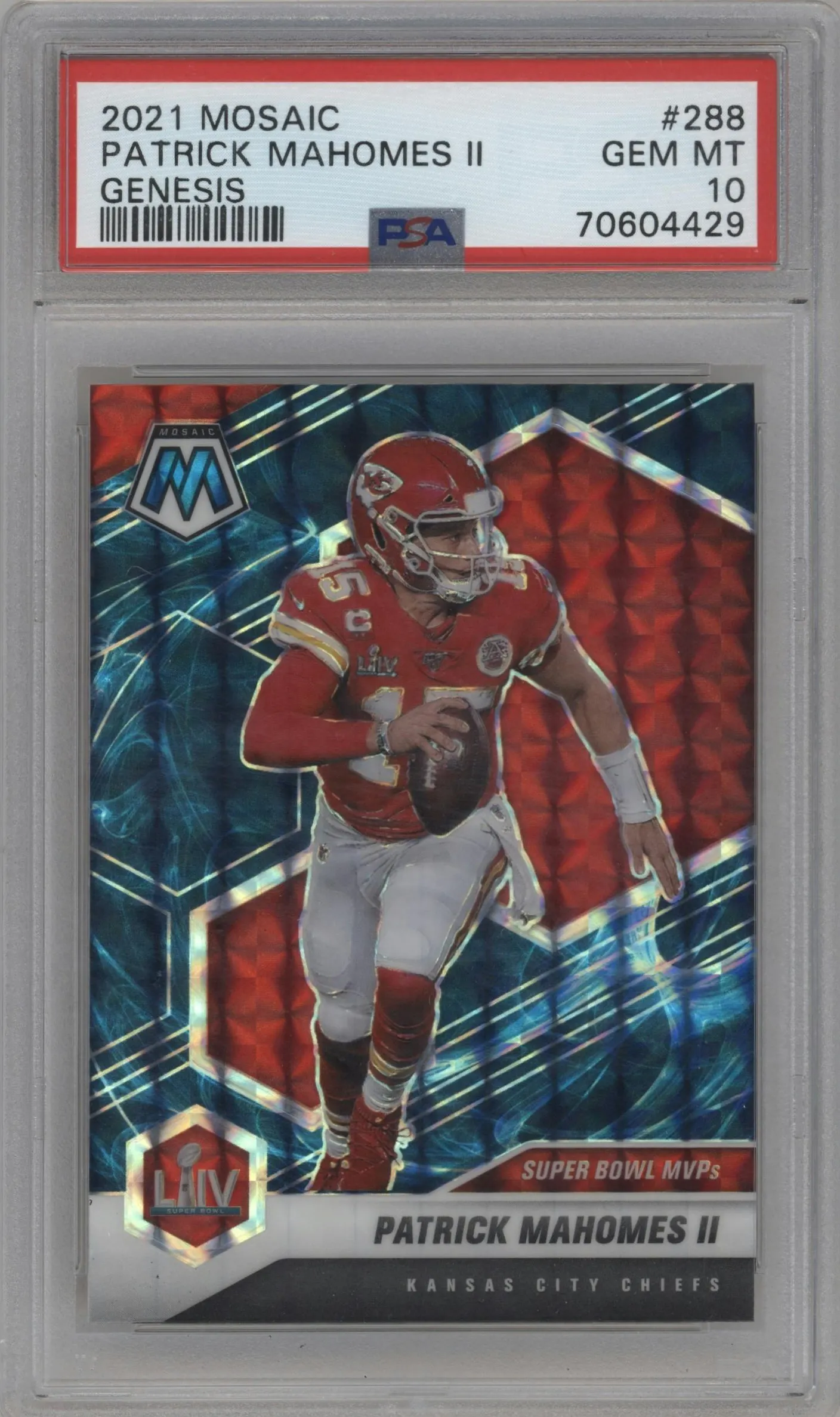 2021 Panini Mosaic Patrick Mahomes II Genesis #288 PSA 10
