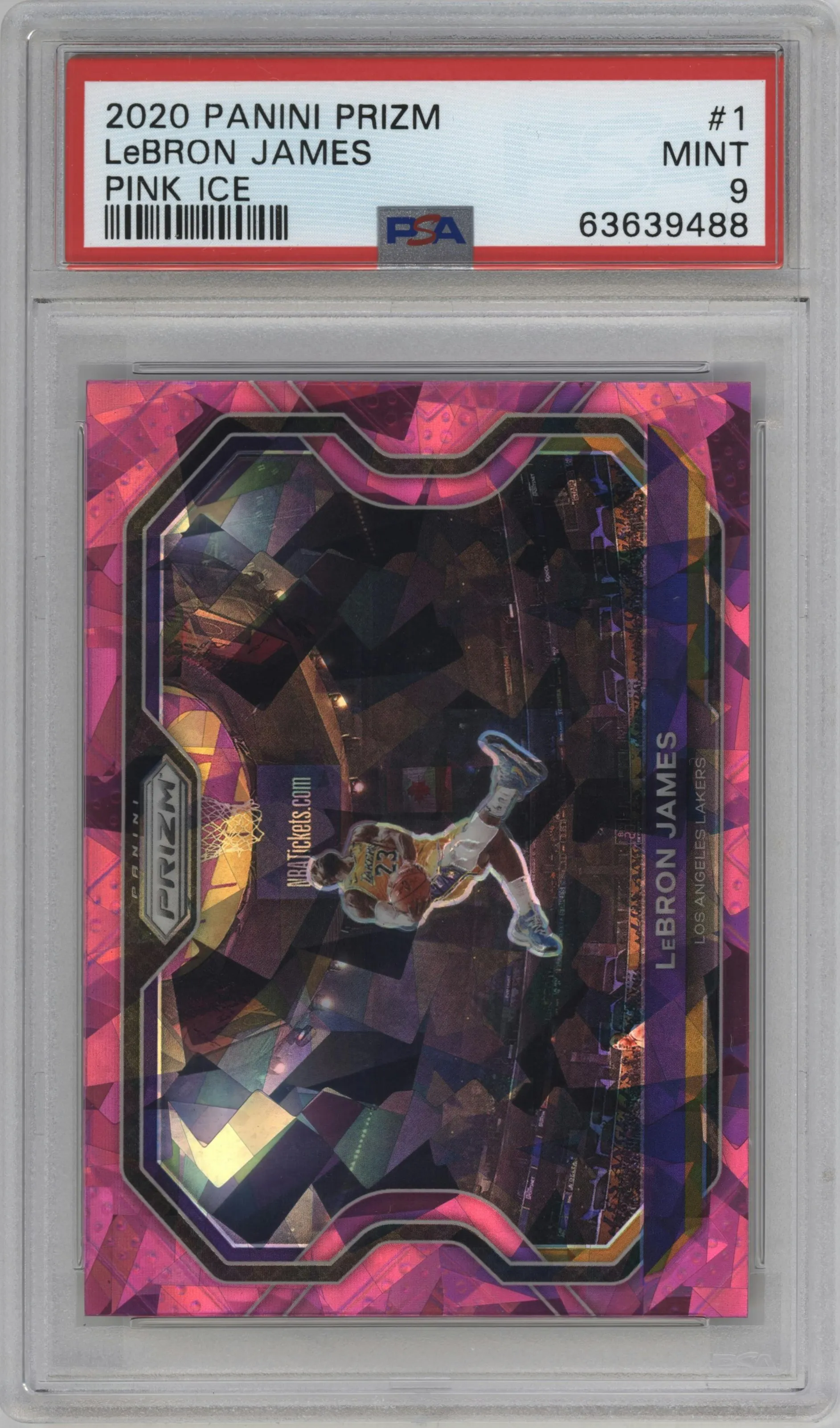 2020 Panini Prizm LeBron James Pink Ice #1 PSA 9