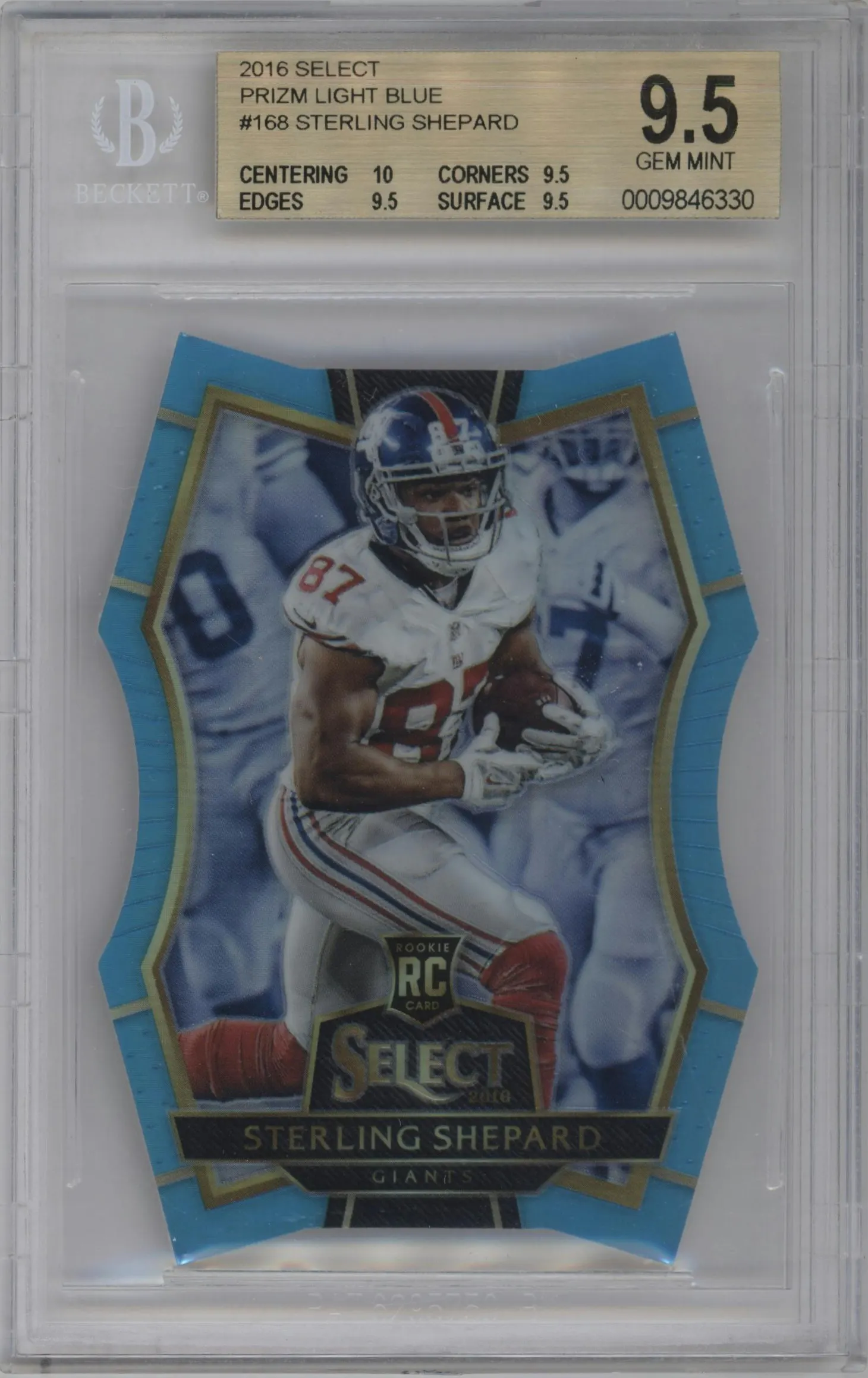 2016 Panini Select Pre.Lvl. Sterling Shepard Die-Cut Light Blue #168 BGS 9.5