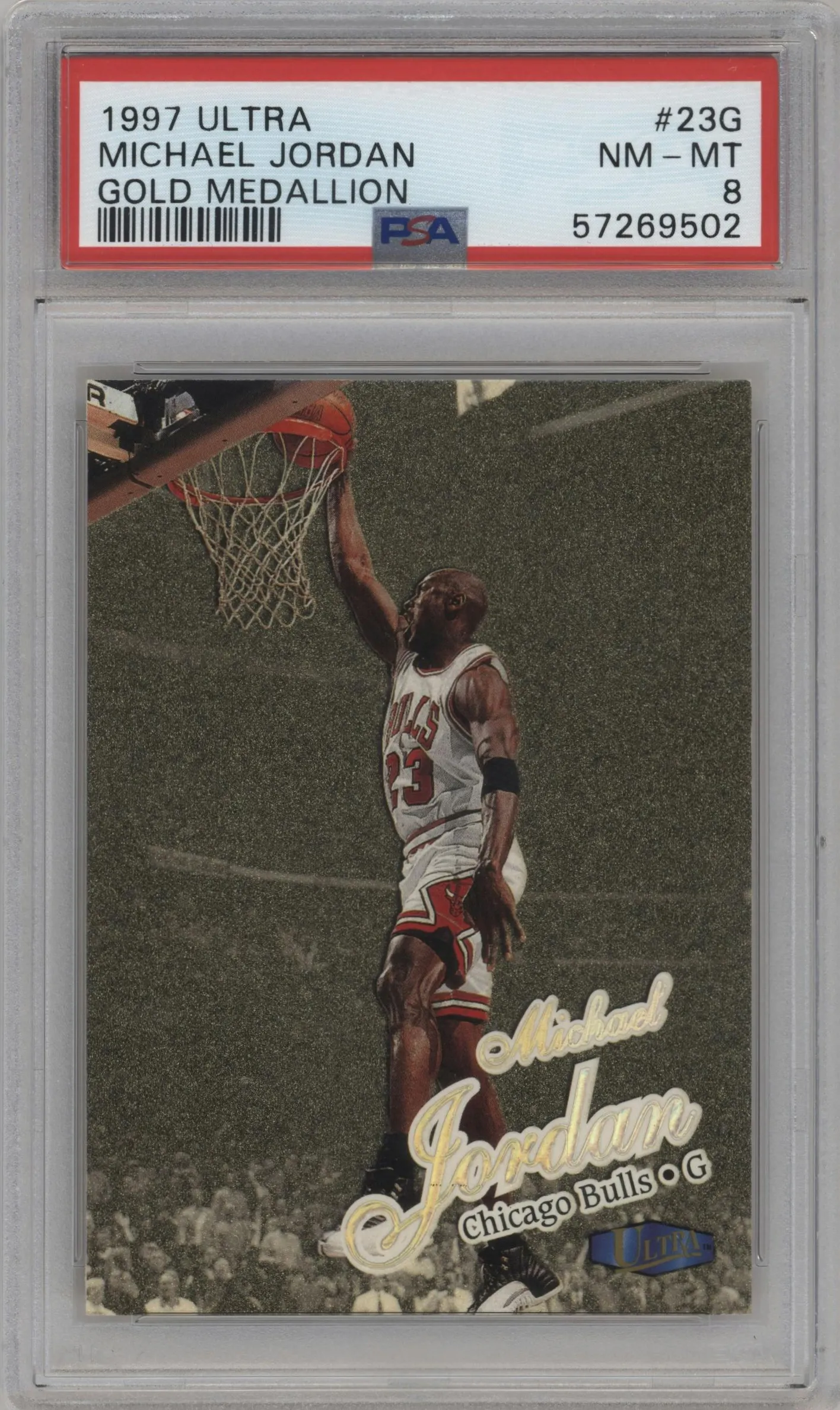 1997 Fleer Ultra Gold Medallion Michael Jordan #23G PSA 8