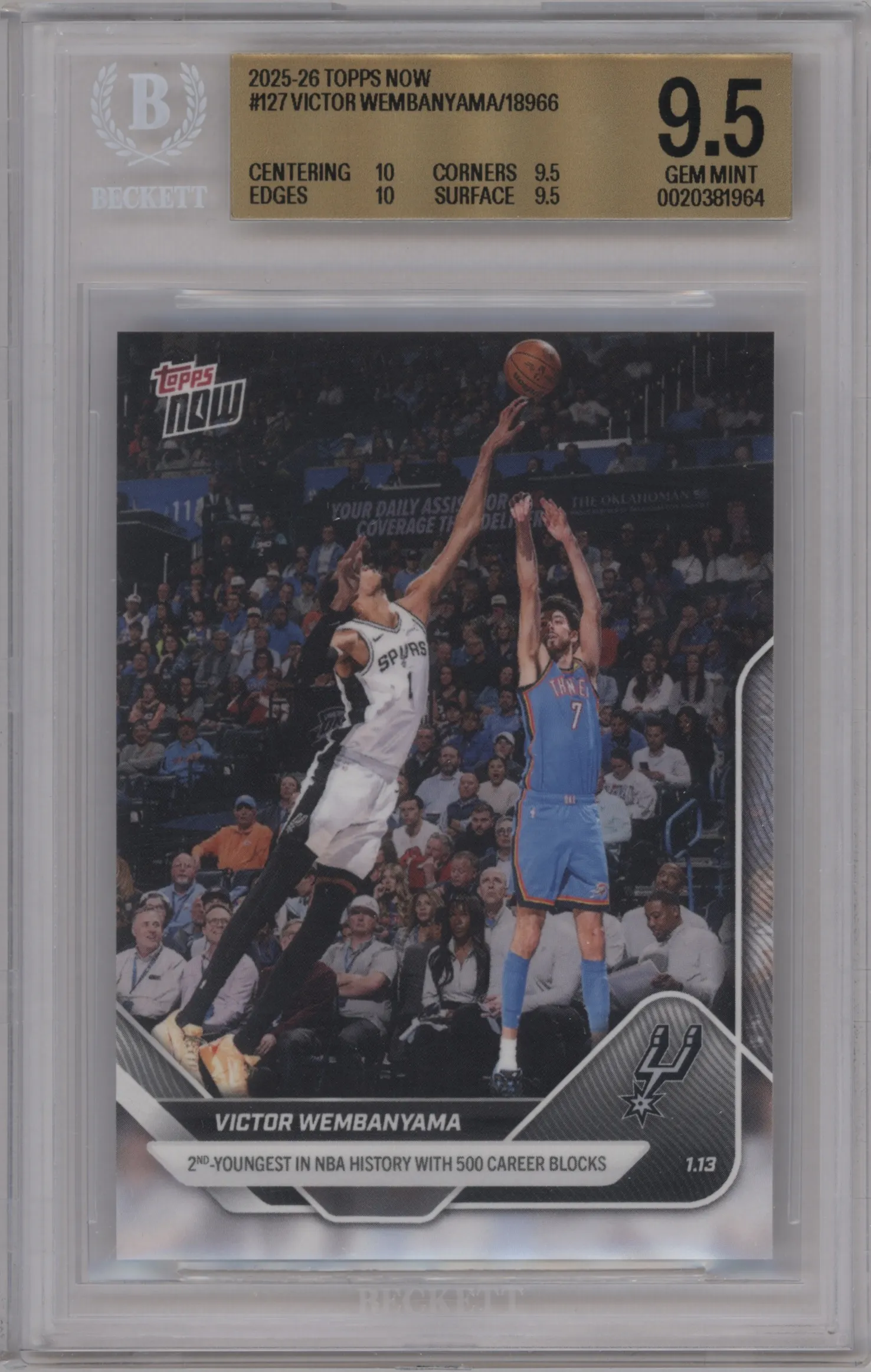 2025 Topps Now Victor Wembanyama #127 BGS 9.5