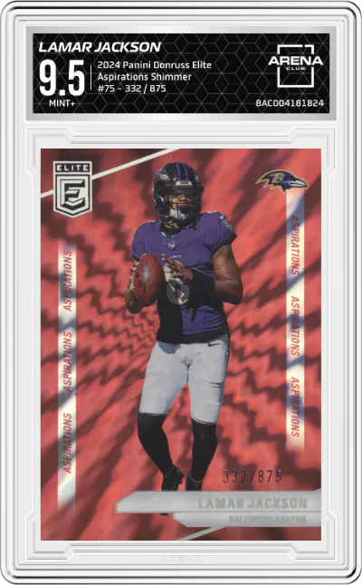 2024 Panini Donruss Elite Lamar Jackson Aspirations Shimmer #75 ARENA CLUB 9.5