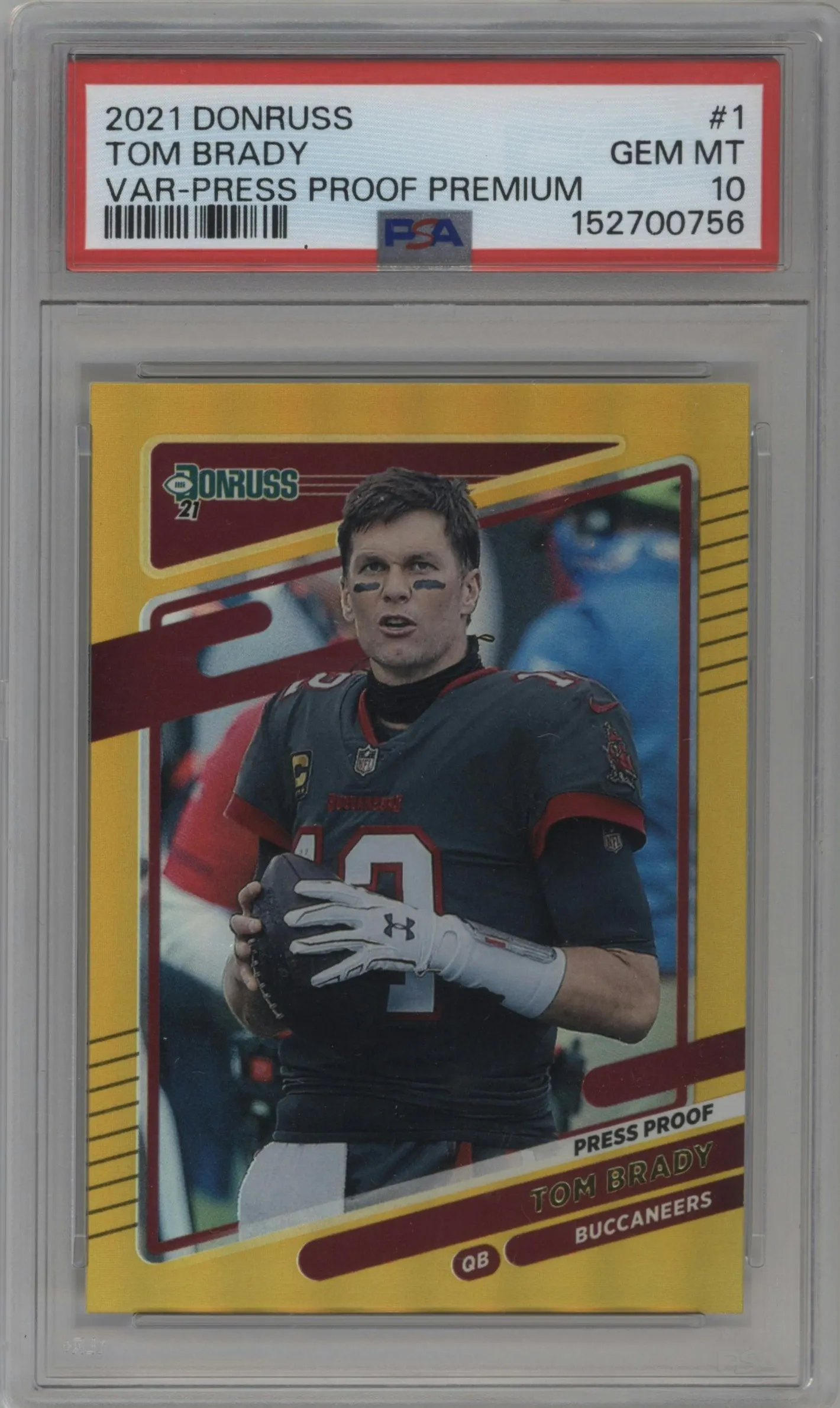 2021 Panini Donruss Variation Tom Brady Press Proof Premium #1 PSA 10