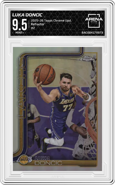 2025 Topps Chrome Update Luka Doncic Refractor #2 ARENA CLUB 9.5