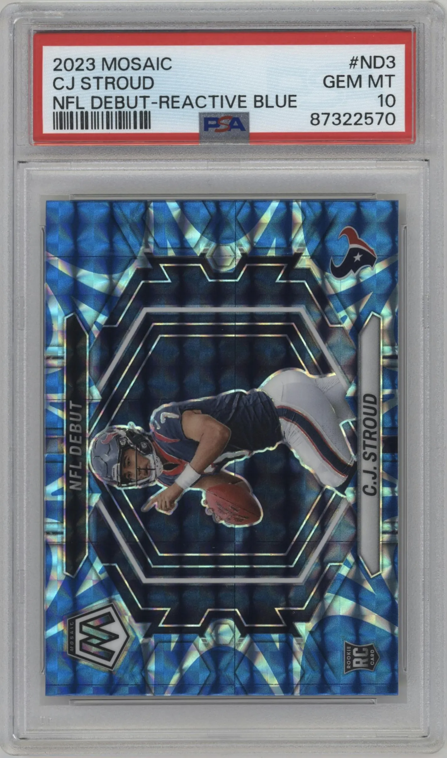 2023 Panini Mosaic NFL Debut C.J. Stroud Reactive Blue PSA 10