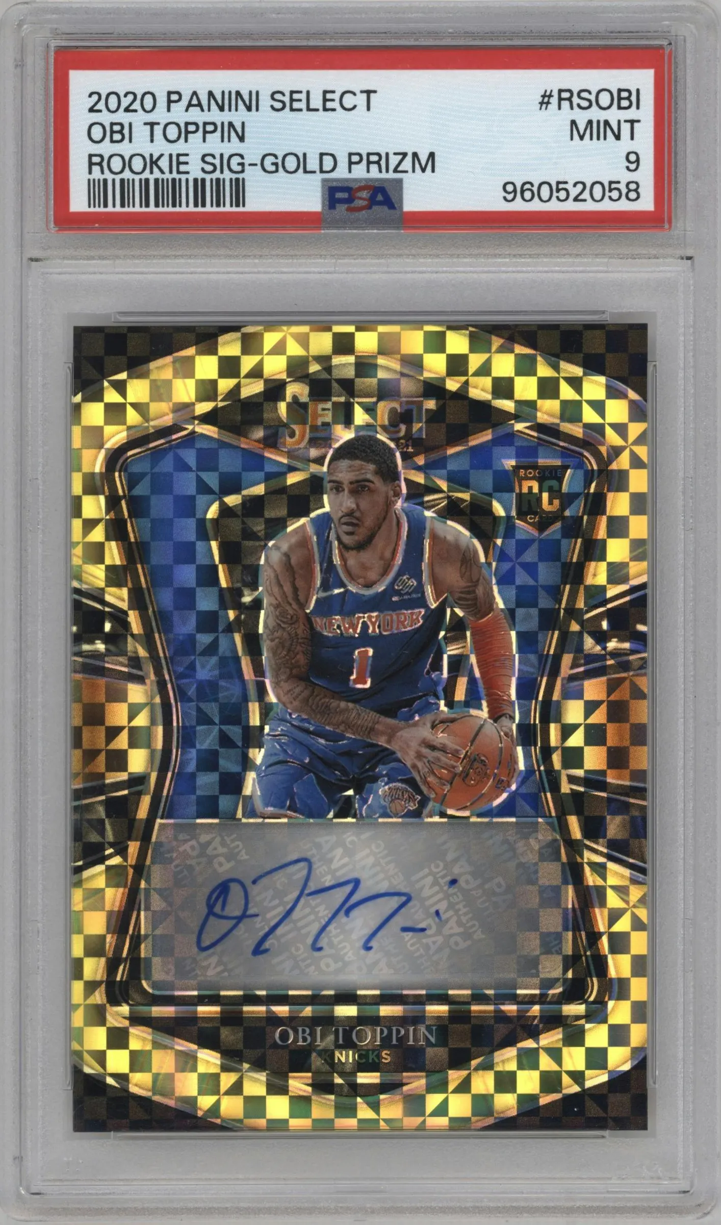 2020 Panini Select Rke.Sig. Obi Toppin Gold Prizm #RS-OBI PSA 9