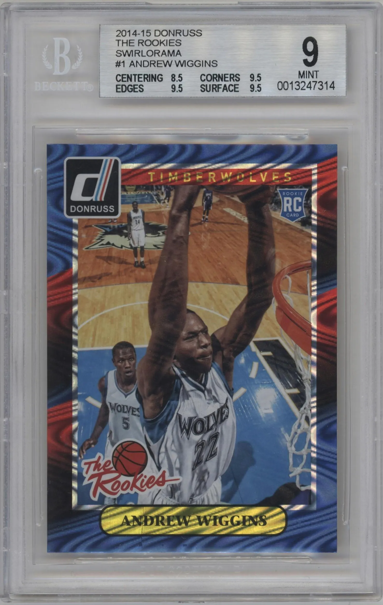 2014 Panini Donruss The Rookies Andrew Wiggins Swirlorama #1 BGS 9
