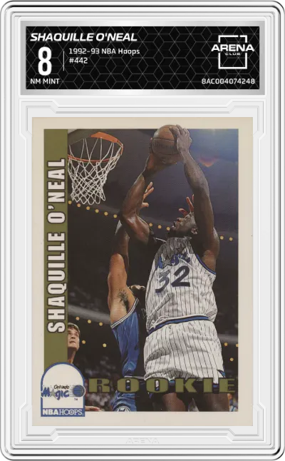 1992 NBA Hoops Shaquille O'Neal #442 ARENA CLUB 8