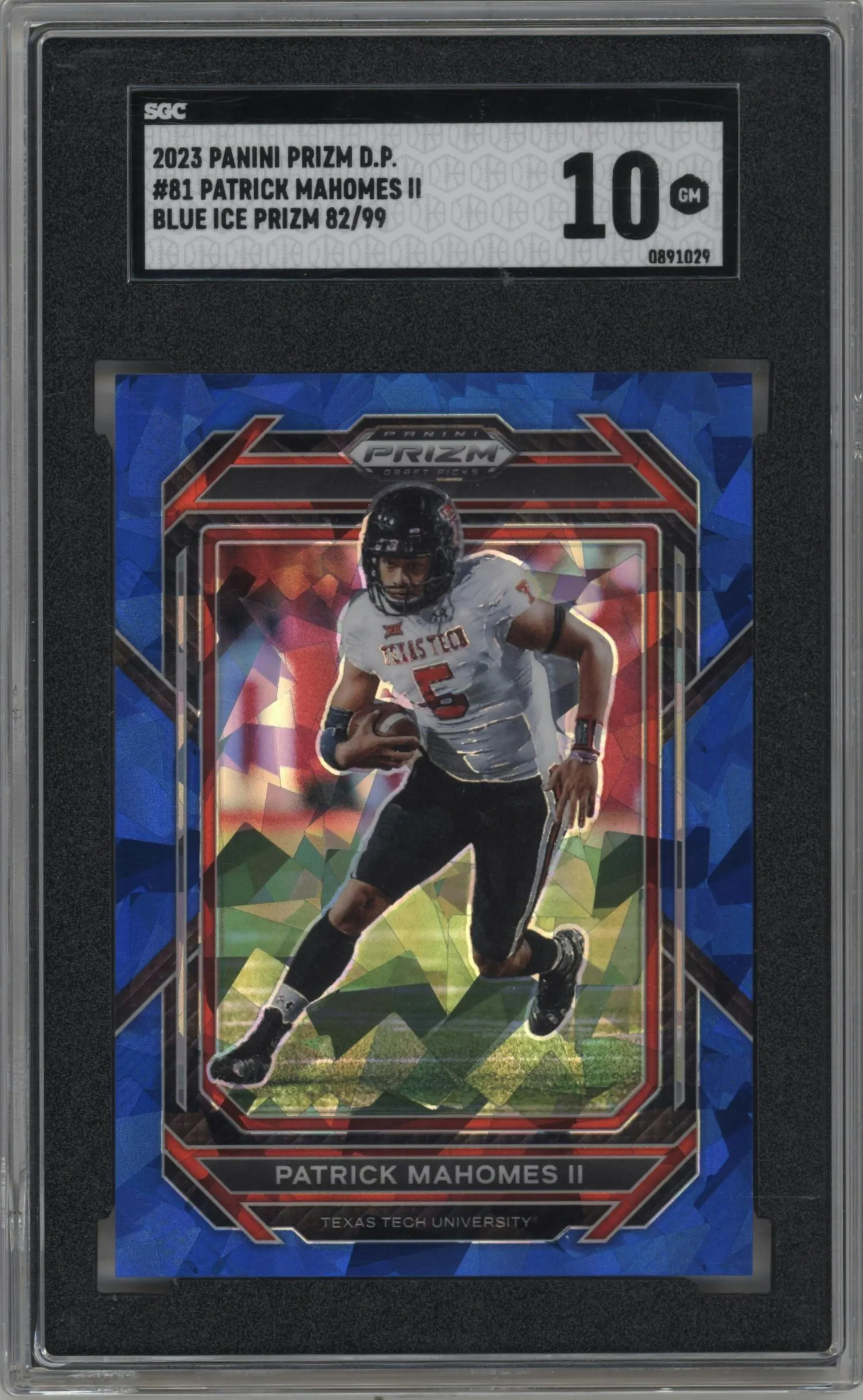 2023 Panini Prizm Draft Picks Patrick Mahomes II Blue Ice #81 SGC 10