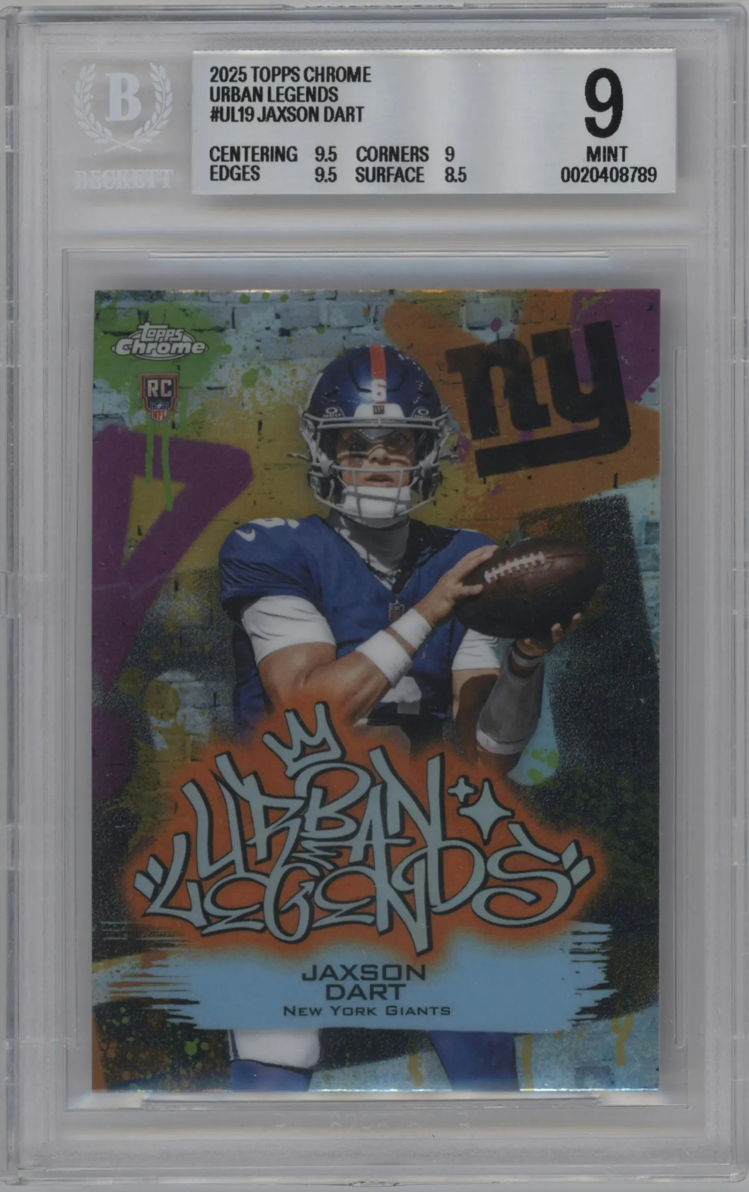 2025 Topps Chrome Urban Legends Jaxson Dart #UL-19 BGS 9