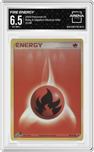 2003 Pokemon EX Ruby & Sapphire Fire Energy ARENA CLUB 6.5