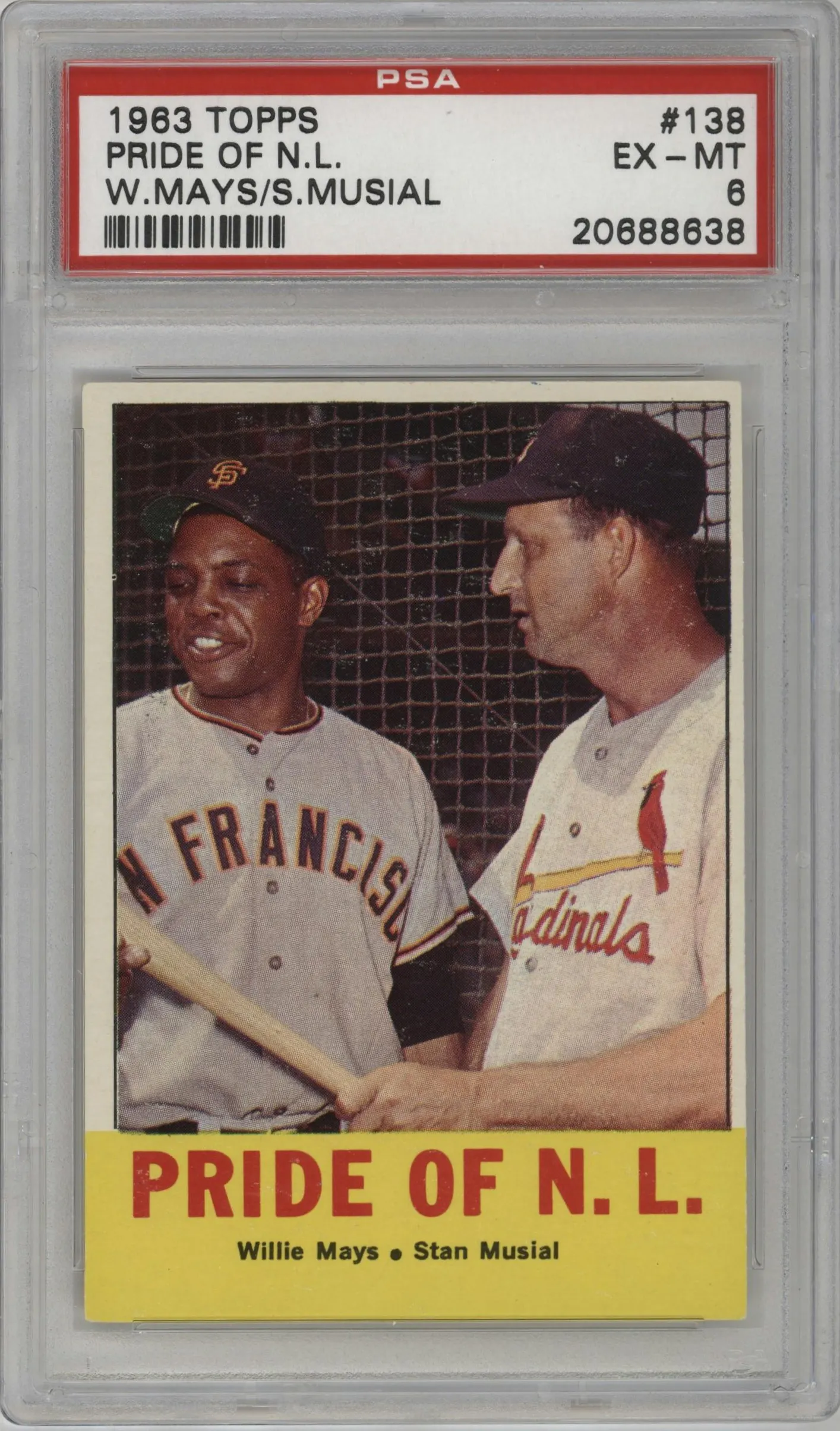1963 Topps Willie Mays/Stan Musial #138 PSA 6