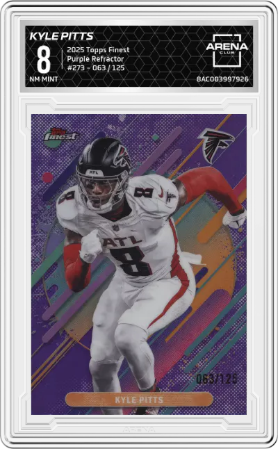 2025 Topps Finest Kyle Pitts Purple Refractor #273 ARENA CLUB 8