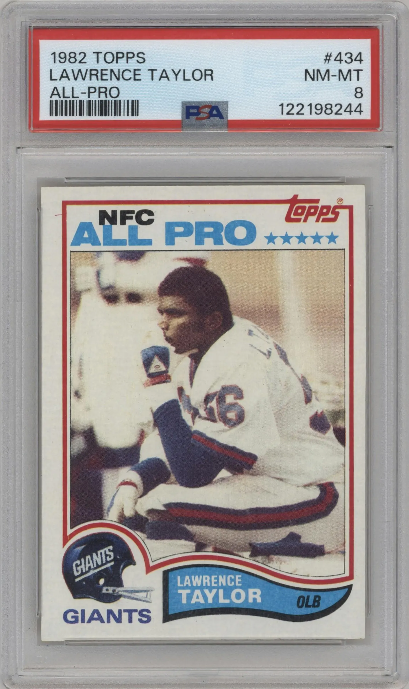 1982 Topps Lawrence Taylor #434 PSA 8