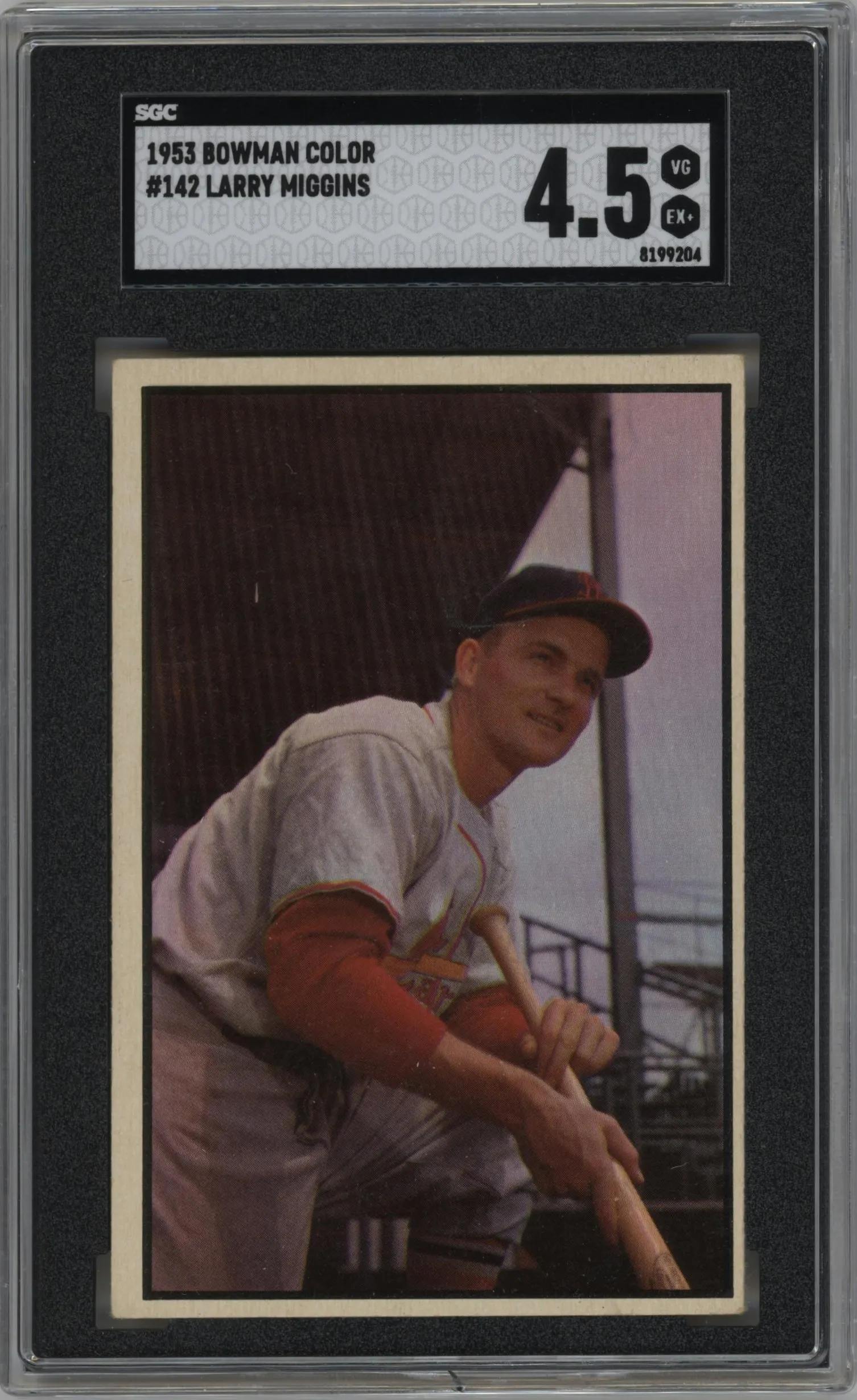 1953 Bowman Color Larry Miggins #142 SGC 4.5