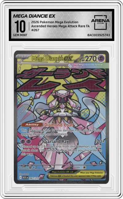 2026 Pokemon Mega Evolution Ascended Heroes Mega Diancie ex Mega Attack Rare #267 ARENA CLUB 10