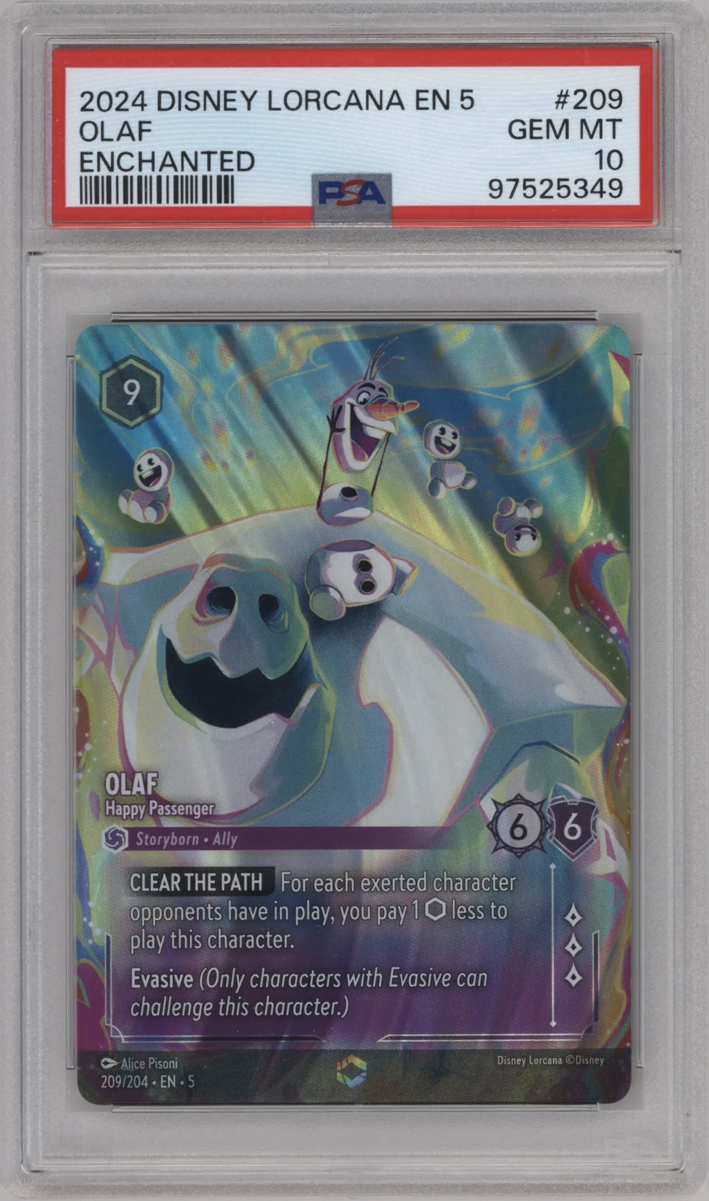 2024 Disney Lorcana Shimmering Skies Olaf Enchanted #209 PSA 10