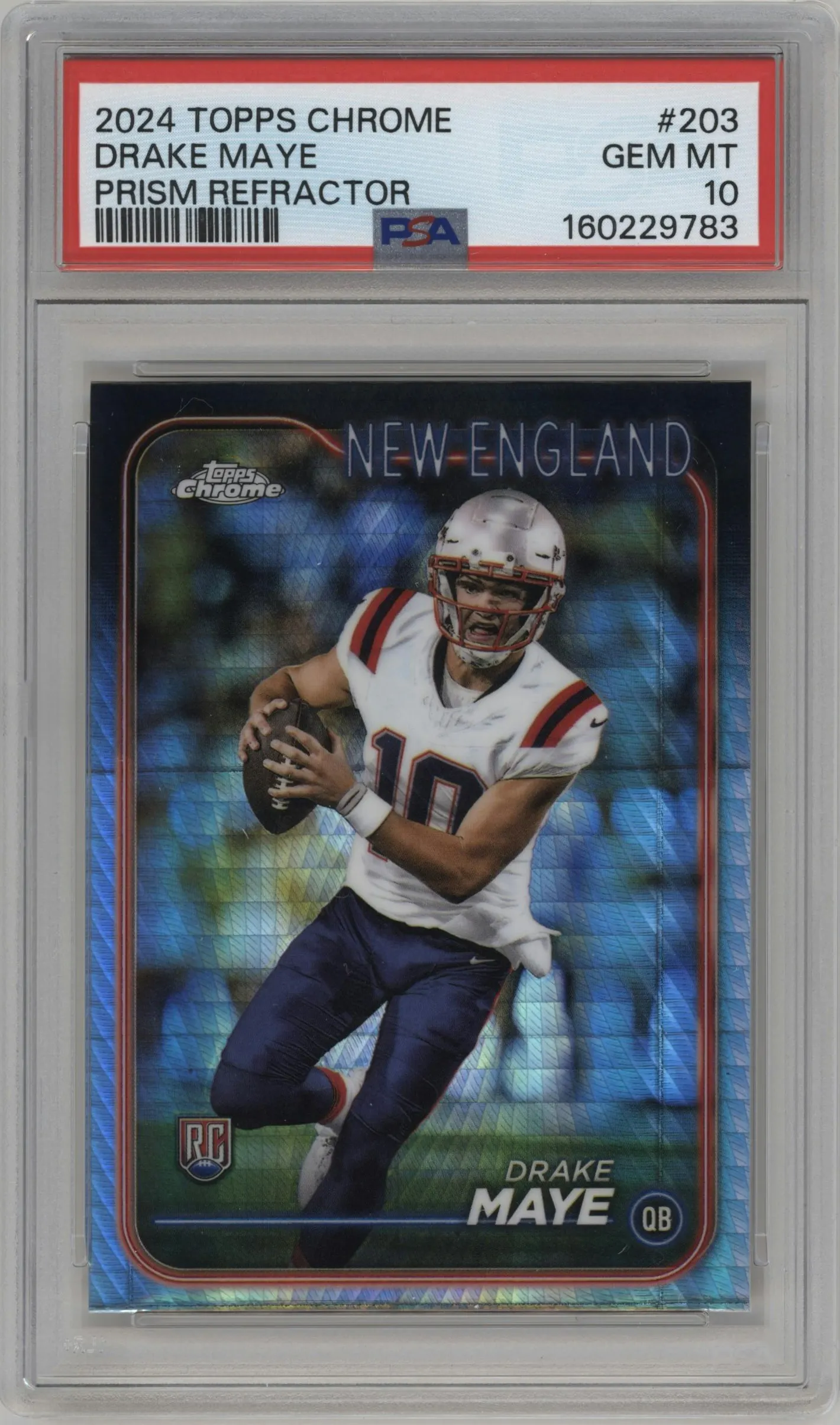 2024 Topps Chrome Drake Maye Prism Refractor #203 PSA 10