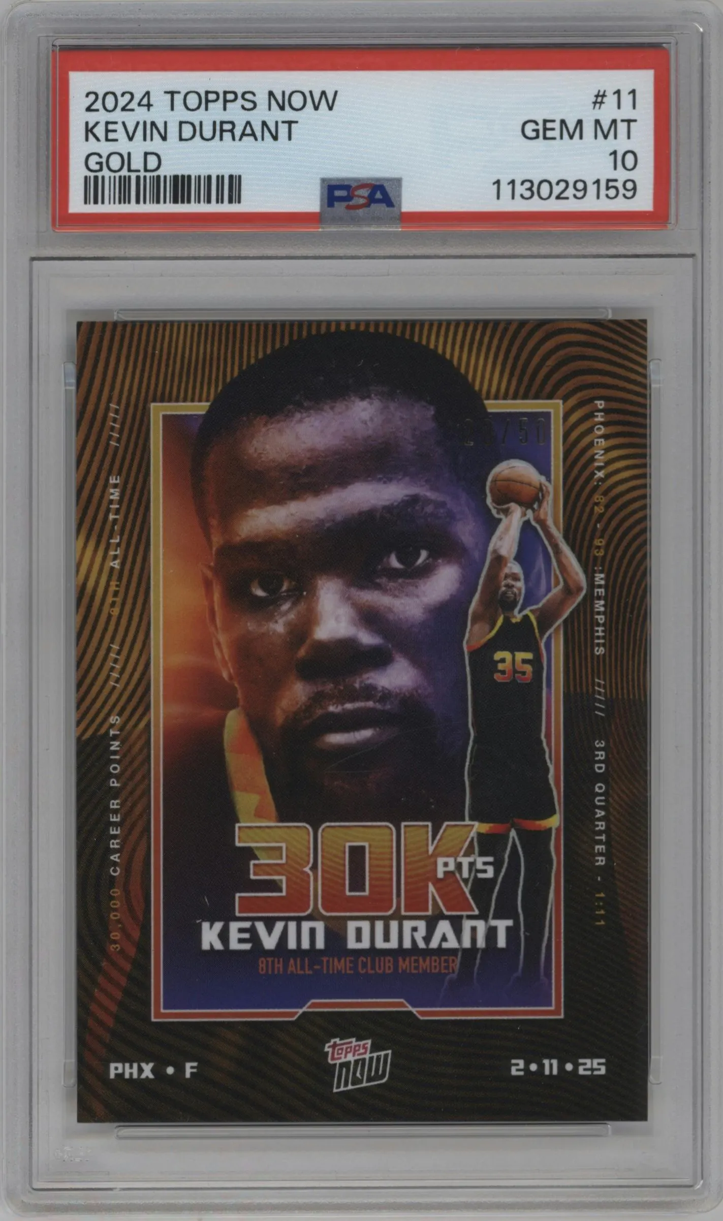 2024 Topps Now Kevin Durant Gold #11 PSA 10
