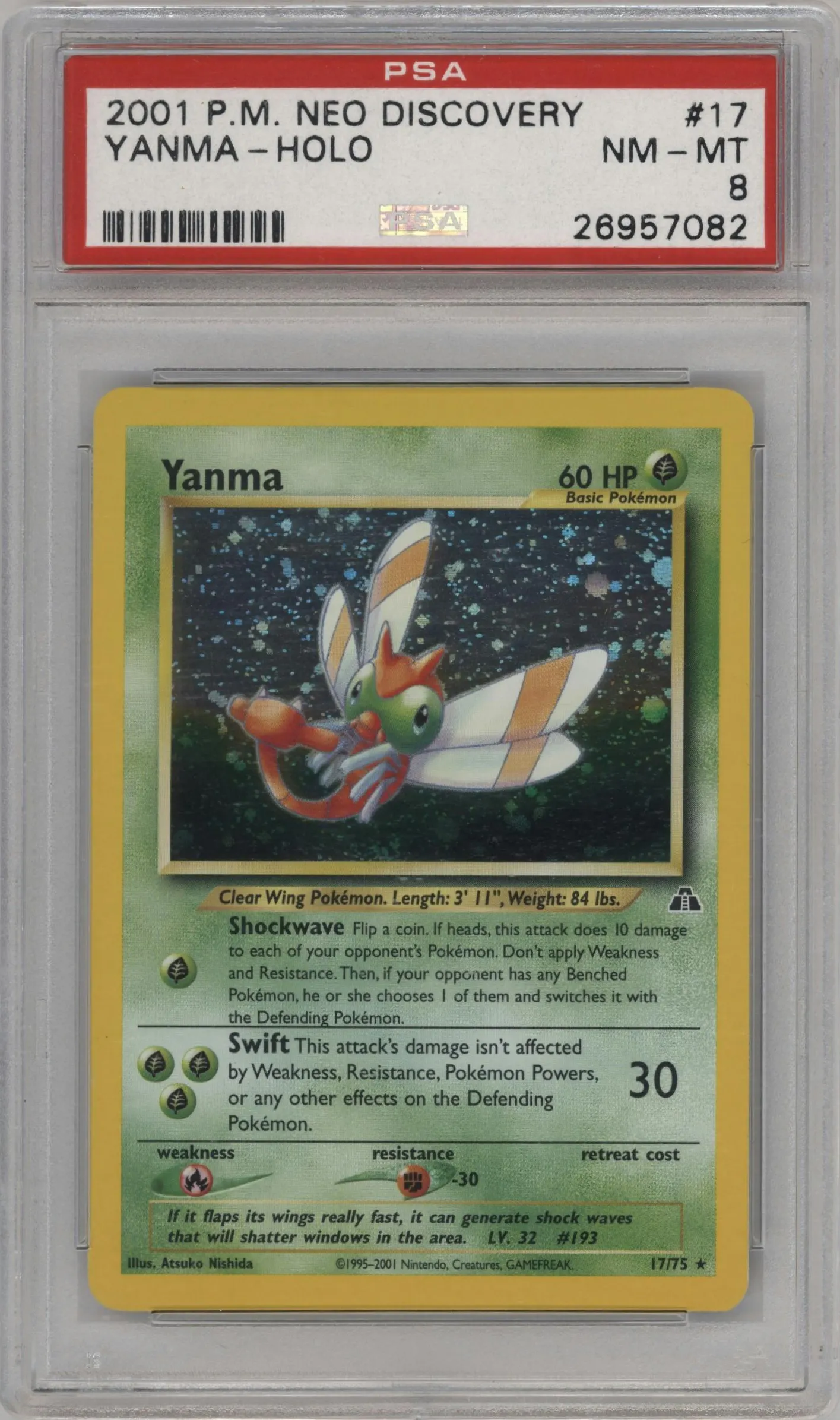 2001 Pokemon Neo Genesis Neo Discovery Yanma #17 PSA 8